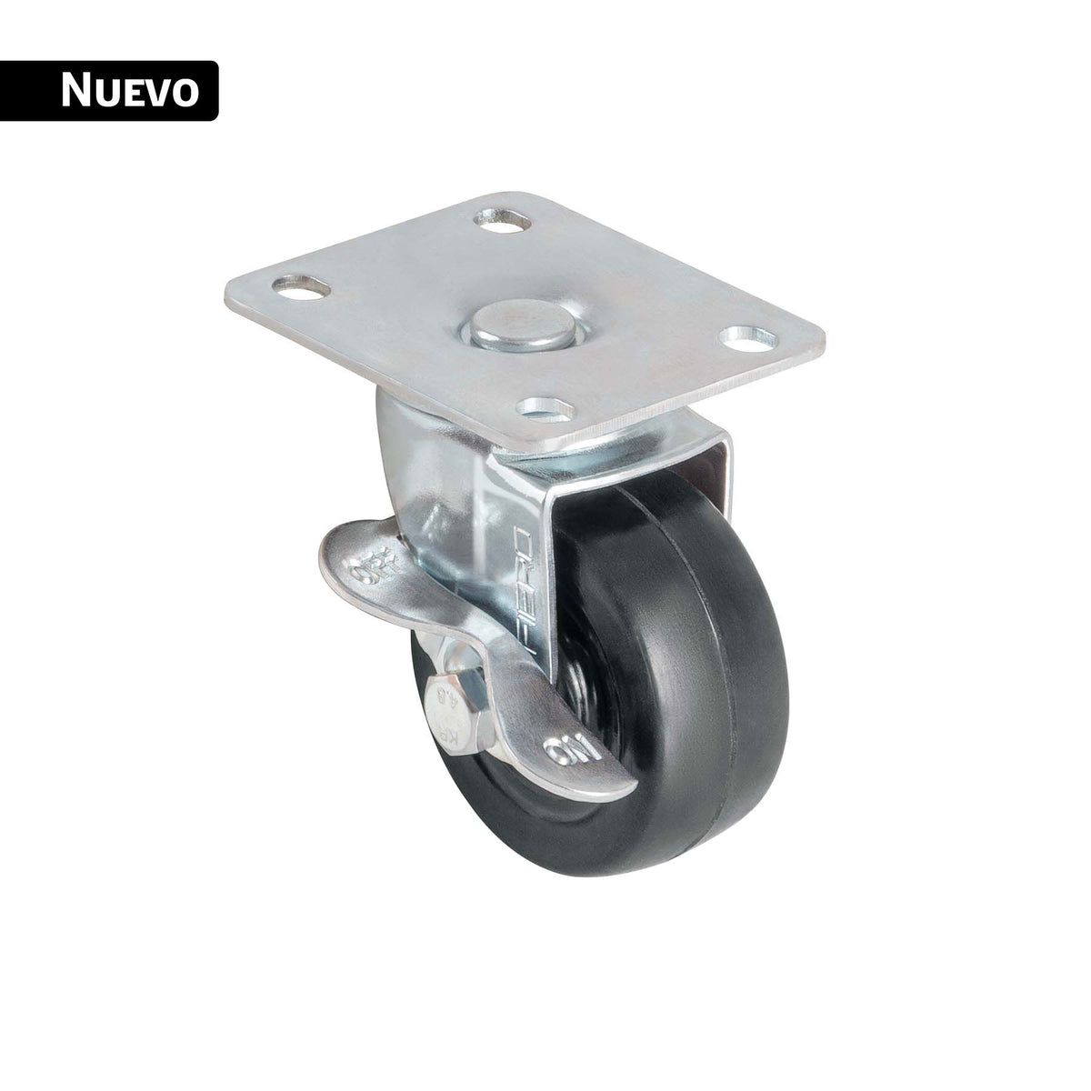 Rodaja uso múltiple 2", hule, giratoria con freno, buje