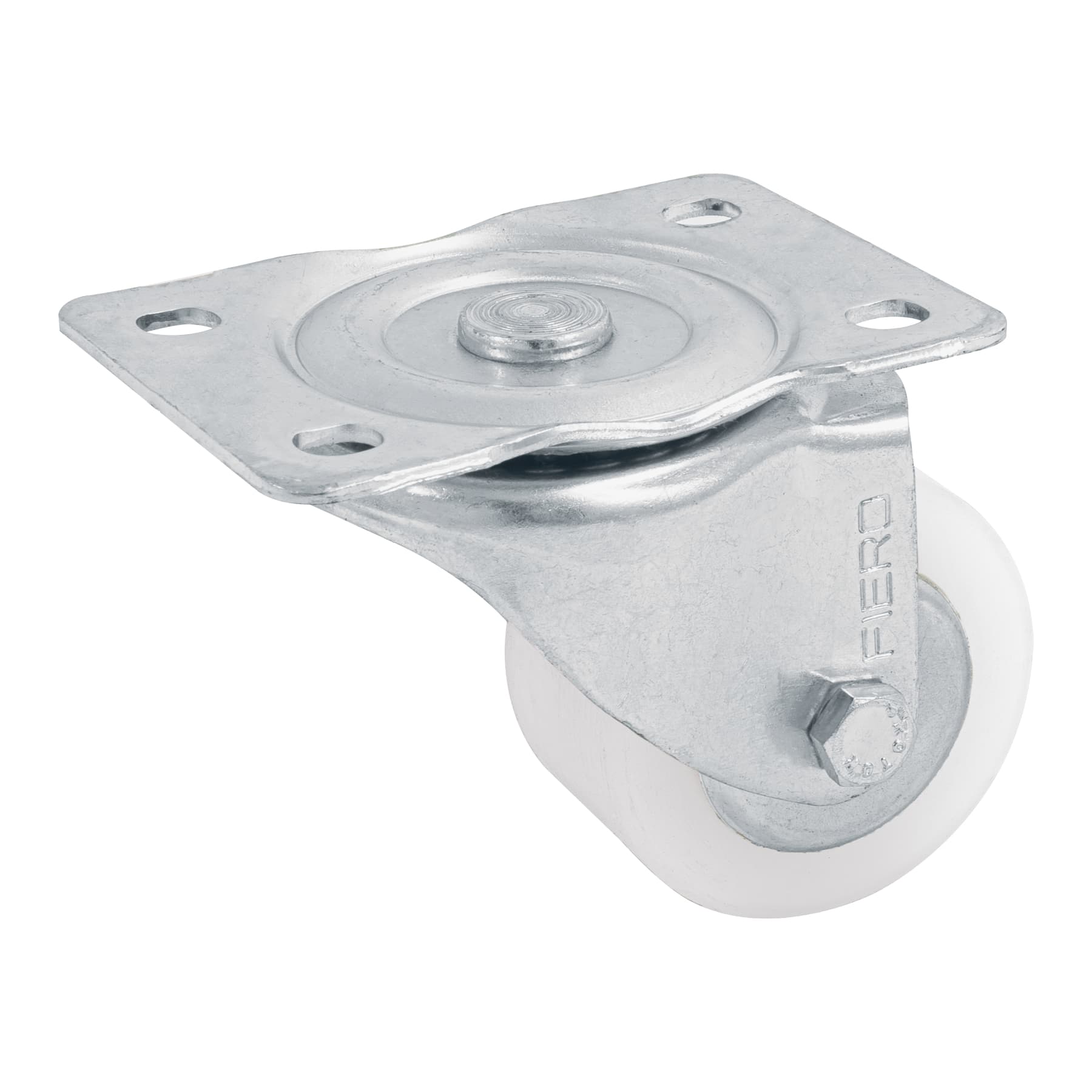 Rodaja de polietileno 2-1/2 placa giratoria con balero FIERO