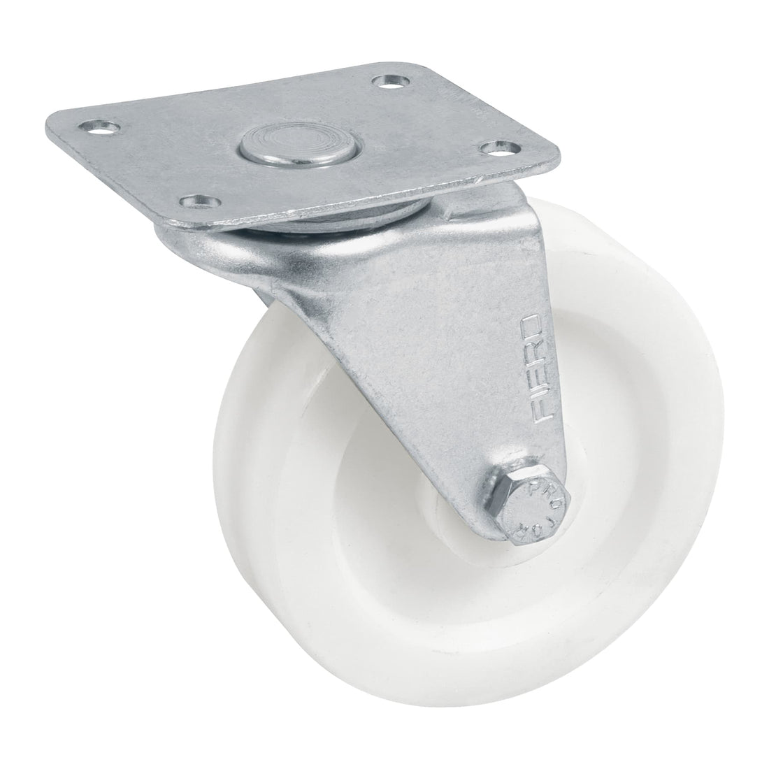 Rodaja de polietileno 3" placa giratoria, con buje, FIERO