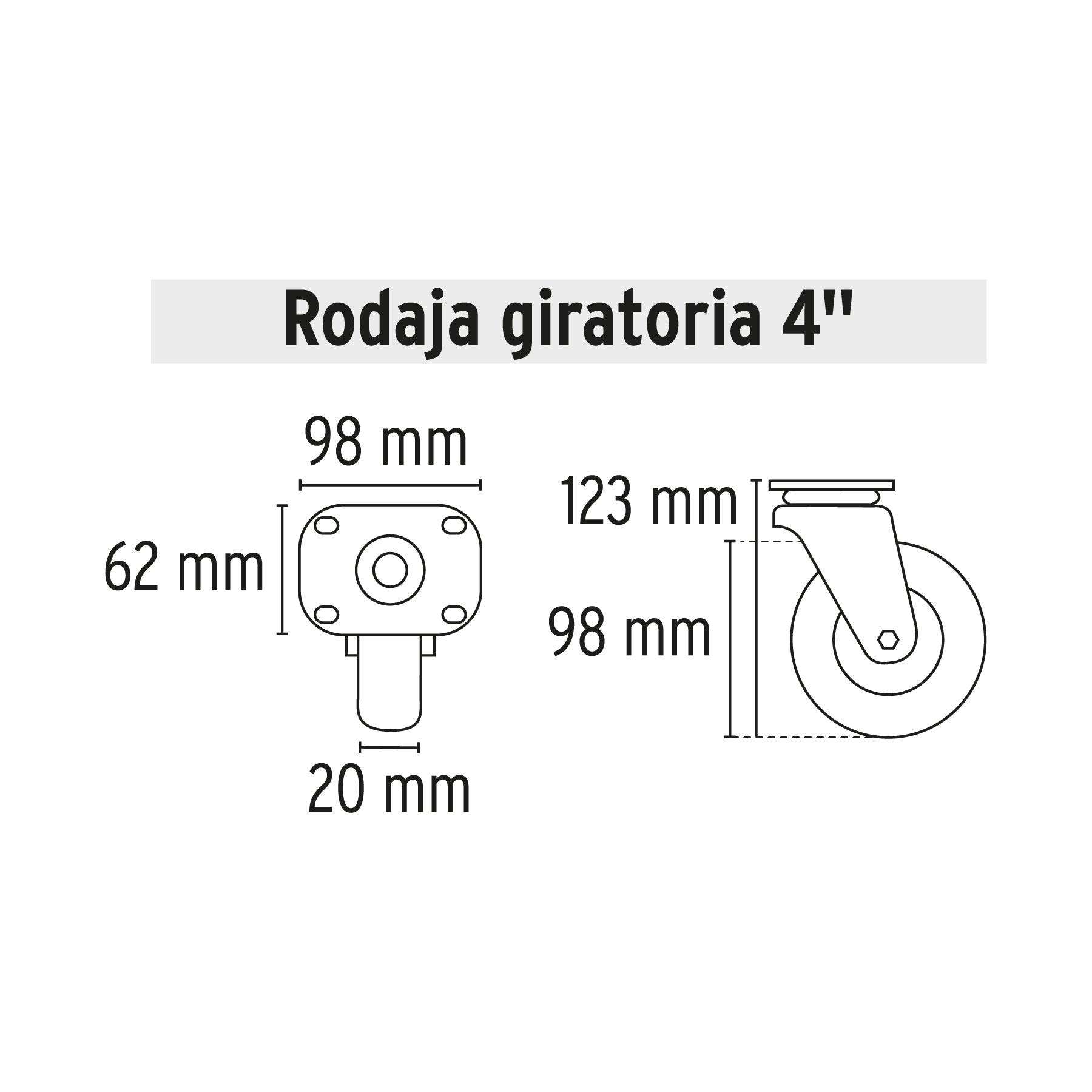 Rodaja de repuesto 4" para DIA-385P, placa giratoria, FIERO