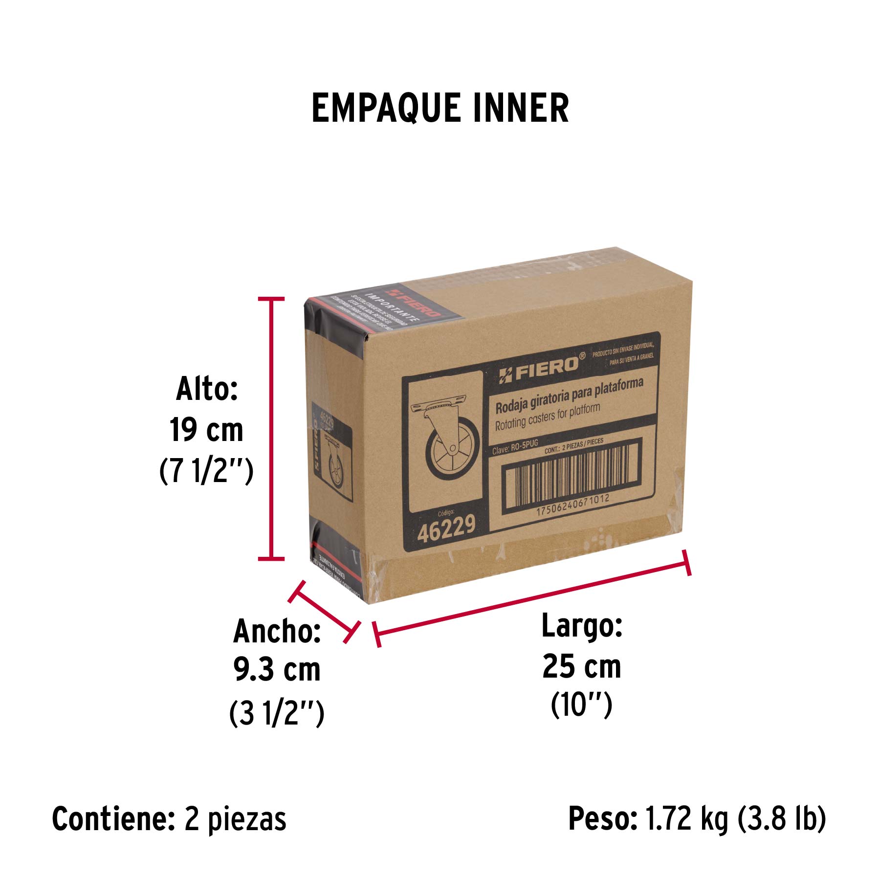 Rodaja de repuesto 5" para DIA-300P, placa giratoria, FIERO - Empaque