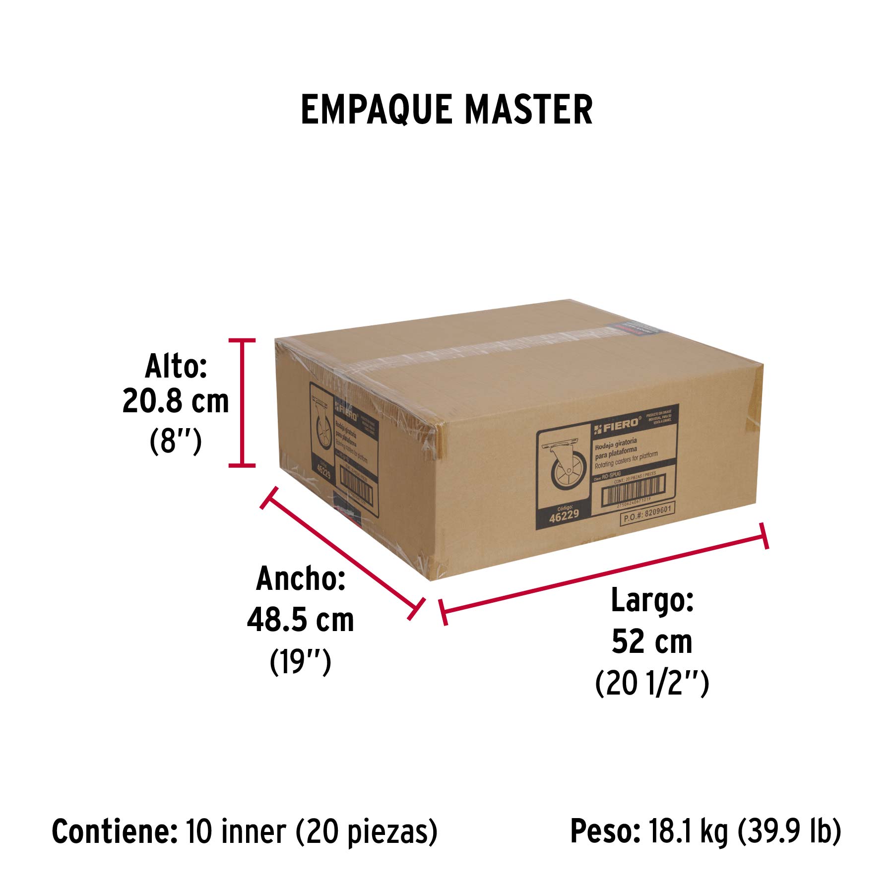 Rodaja de repuesto 5" para DIA-300P, placa giratoria, FIERO - Empaque