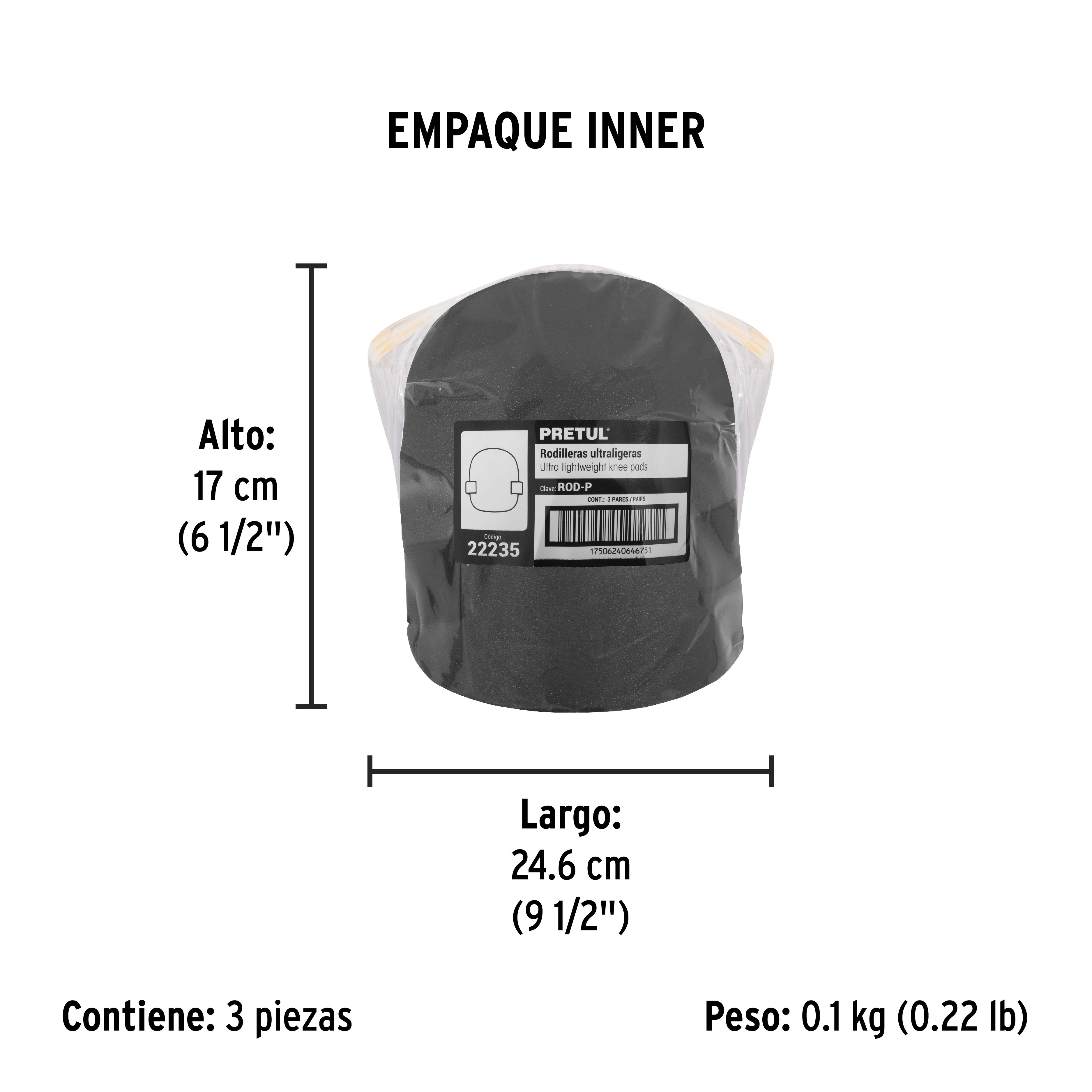 Rodilleras ultraligeras de espuma, PRETUL - Empaque