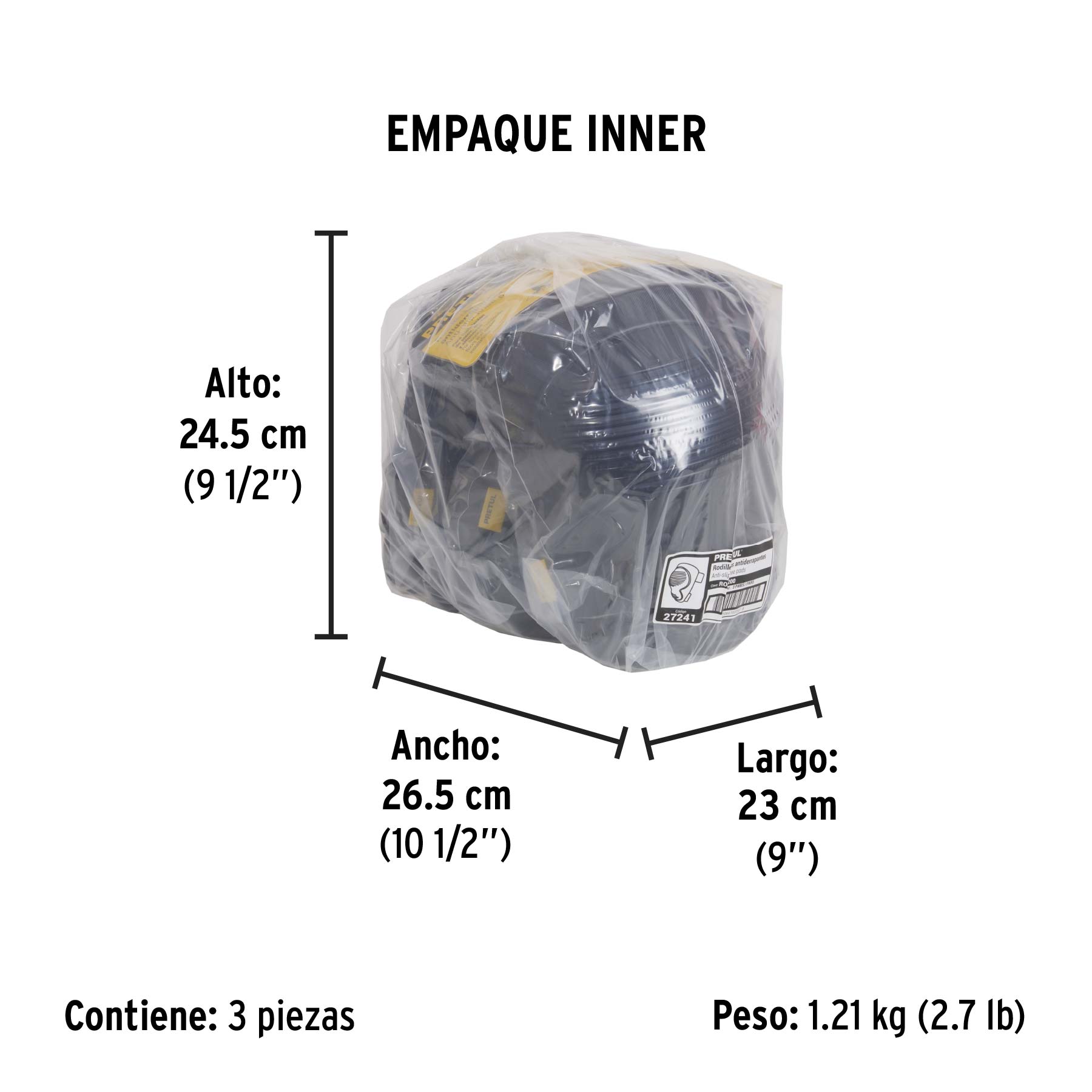Rodilleras antiderrapantes doble cápsula, PRETUL - Empaque