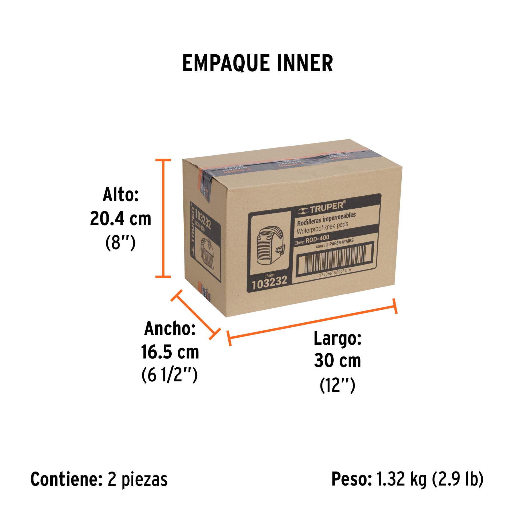 Rodilleras impermeables, para trabajos húmedos, TRUPER - Empaque