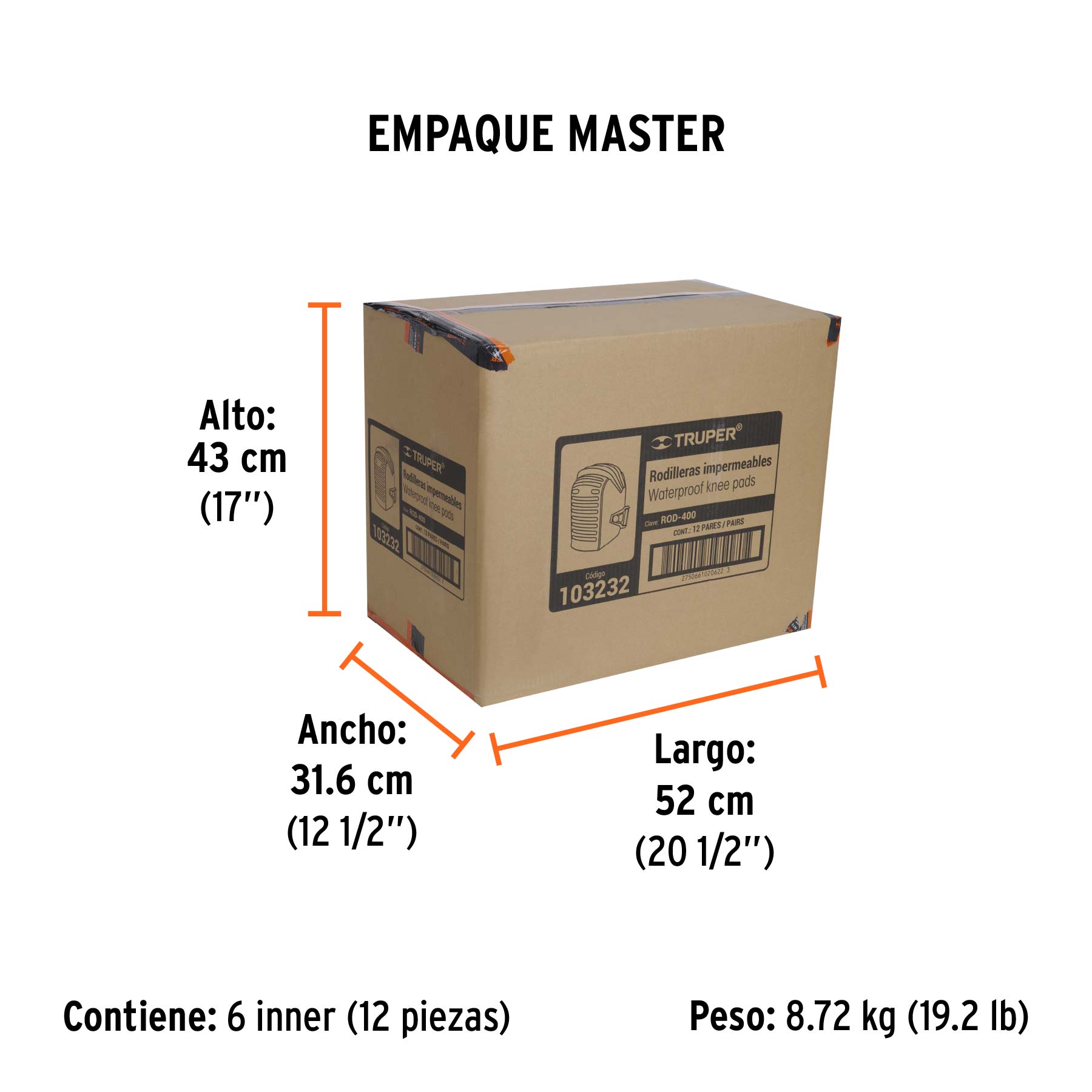 Rodilleras impermeables, para trabajos húmedos, TRUPER - Empaque
