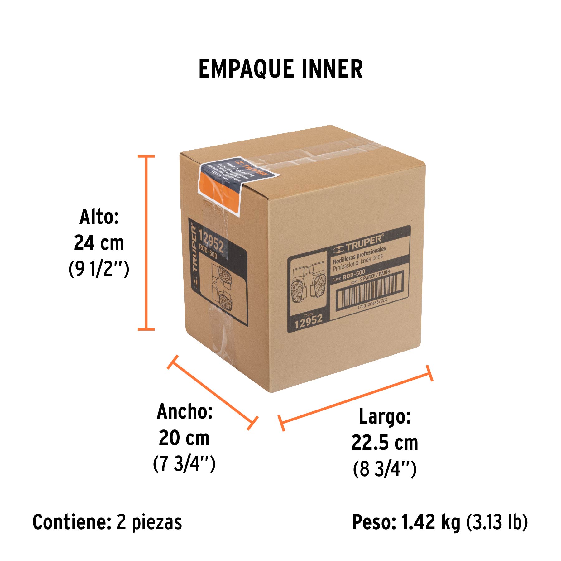 Rodilleras de gel y EVA con correa antideslizante, TRUPER - Empaque