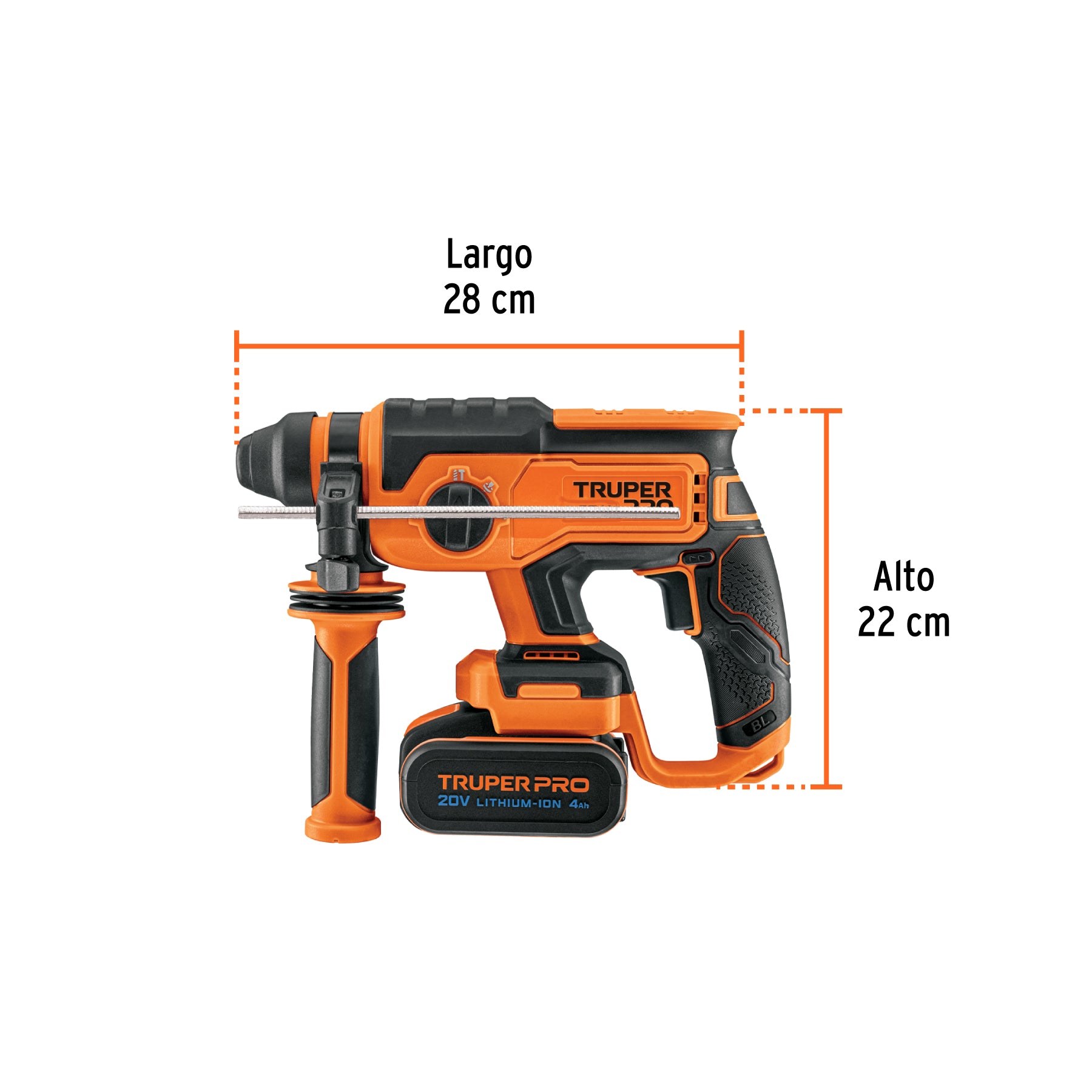 Rotomartillo SDS Plus/destornillador 20V, 2 J, 1 batería 4Ah