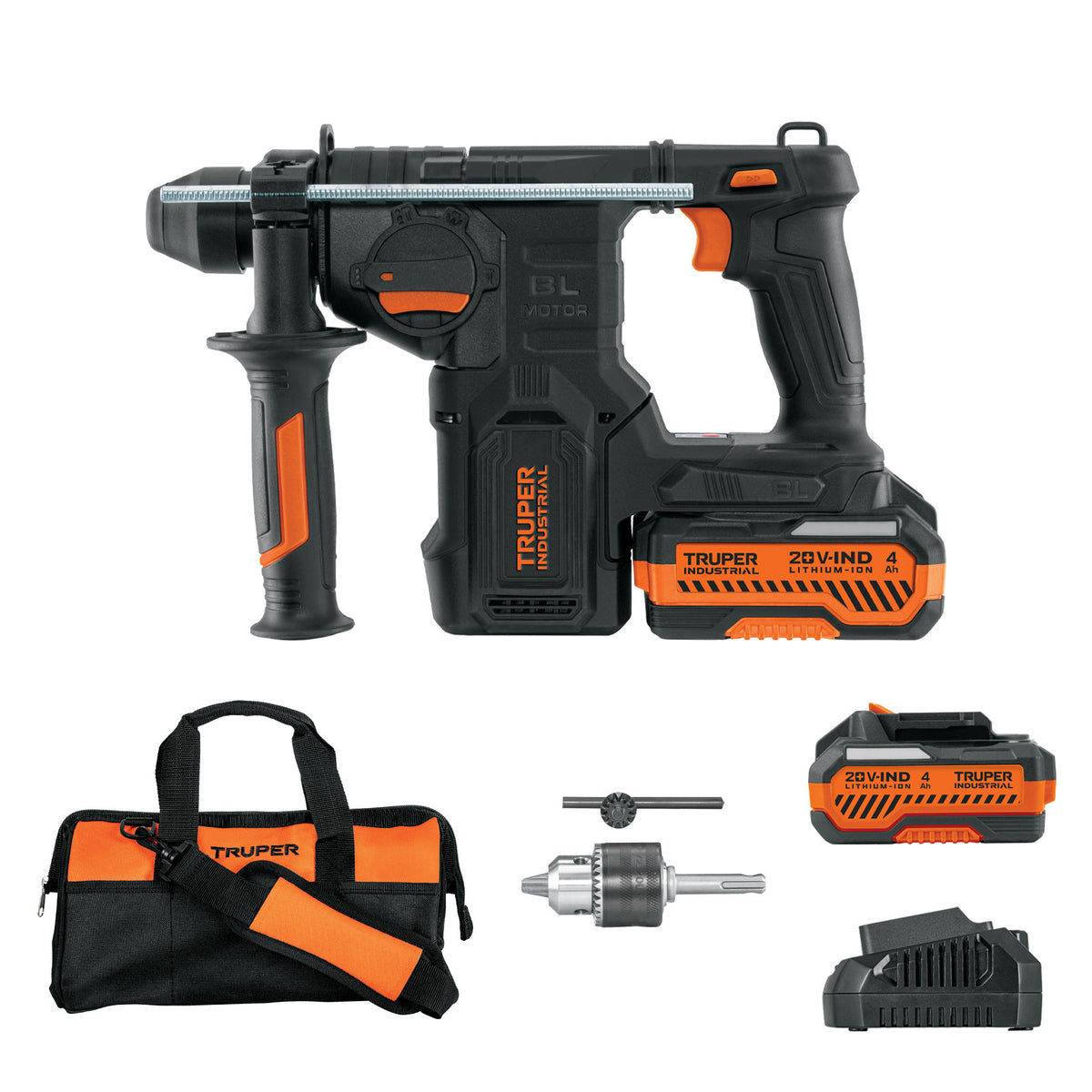 Rotomartillo SDS Plus/destornillador 20V,2.2J,2 baterías 4Ah