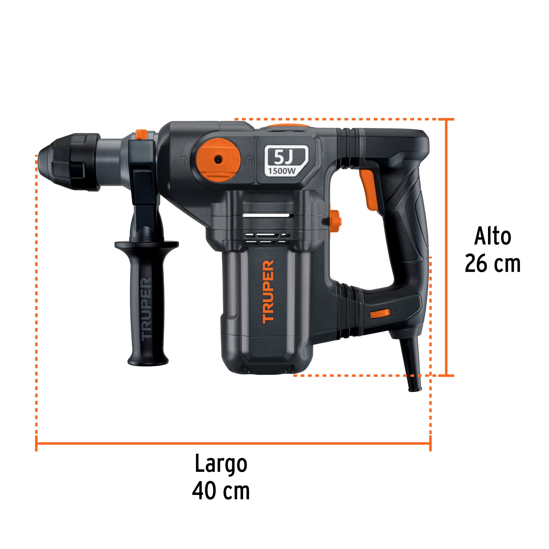 Rotomartillo SDS Plus/destornillador 5 J, 1500W, INDUSTRIAL