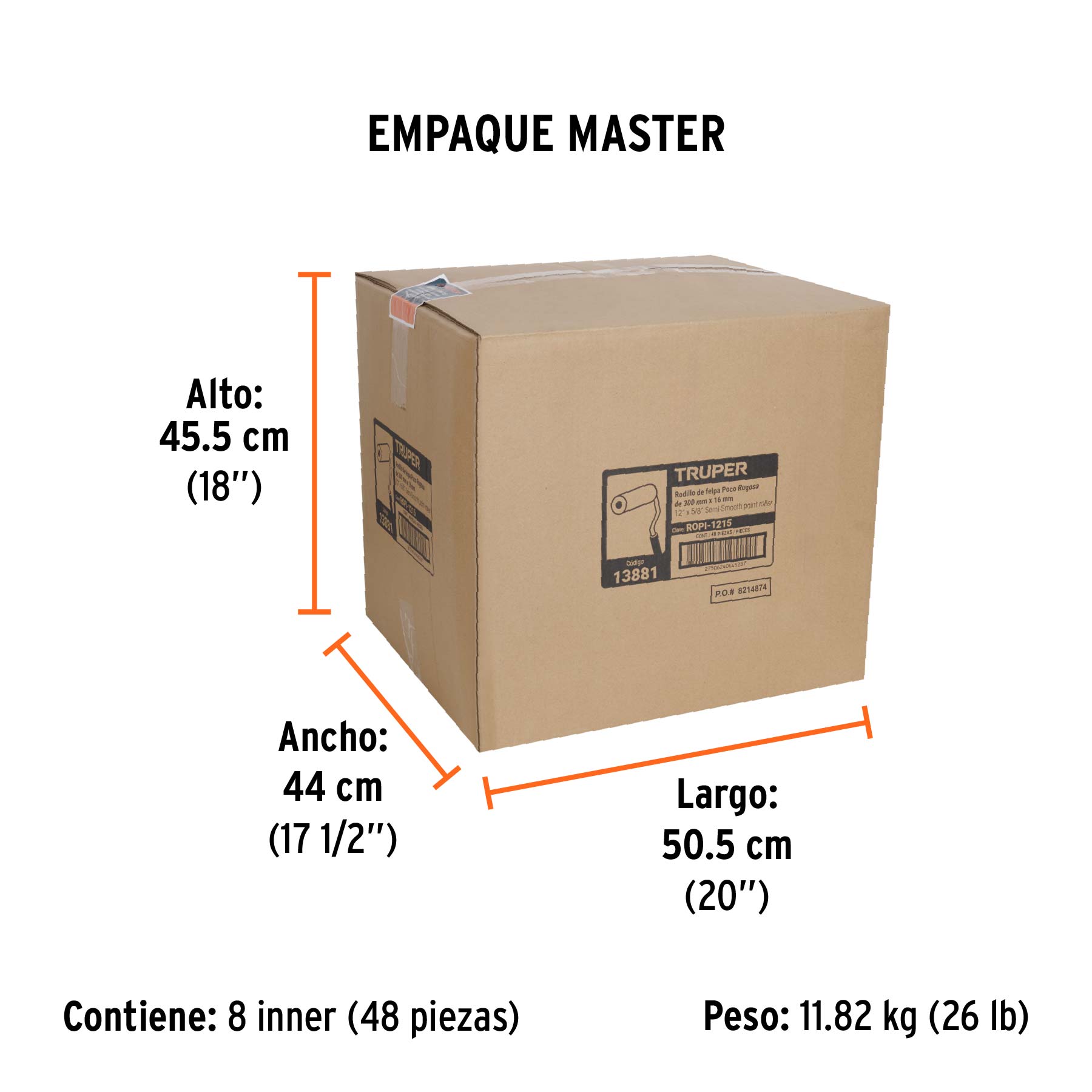 Rodillo para pintar 12 x 5/8" superficies poco rugosas - Empaque