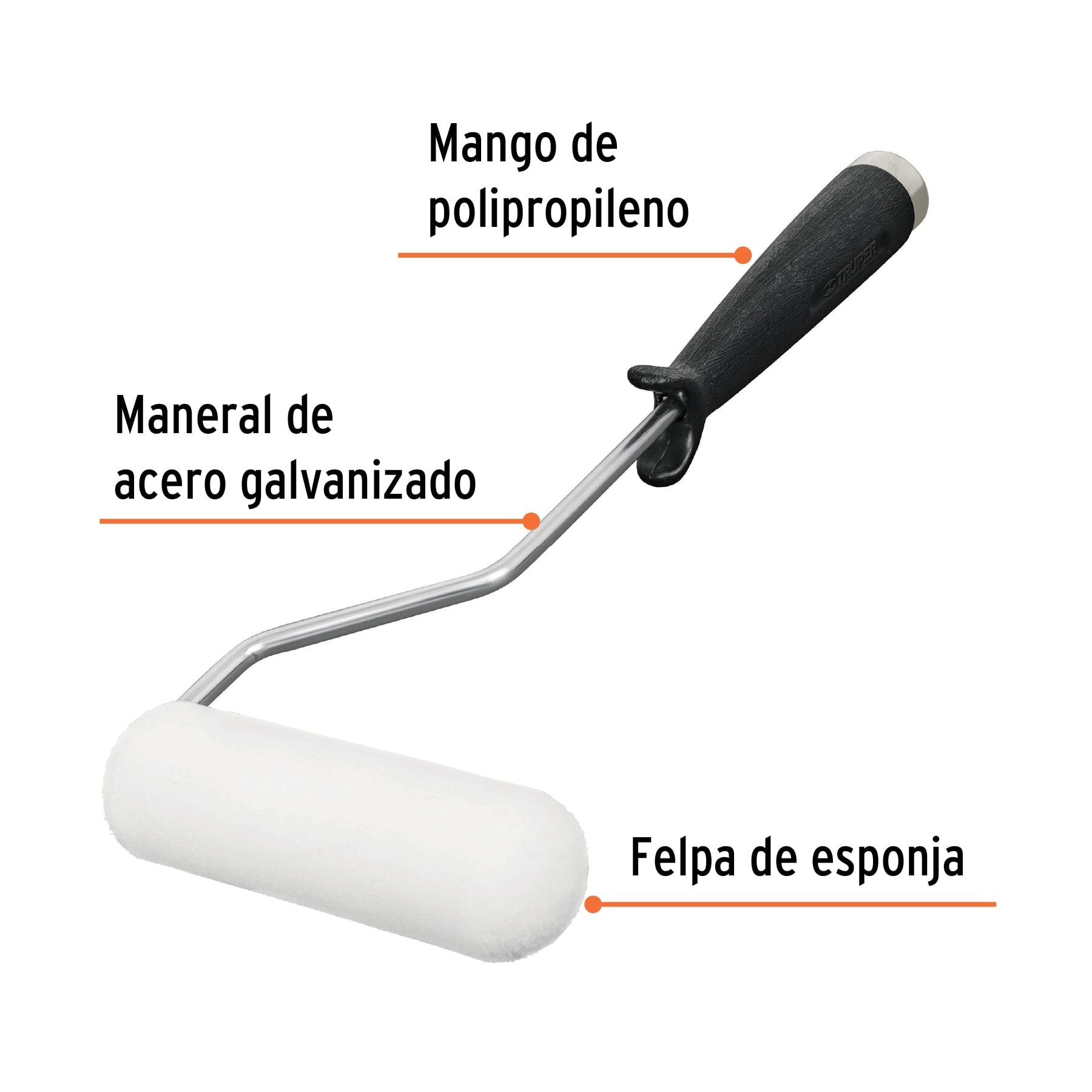 Mini Rodillo para pintar 4" x 3/8" de esponja, TRUPER