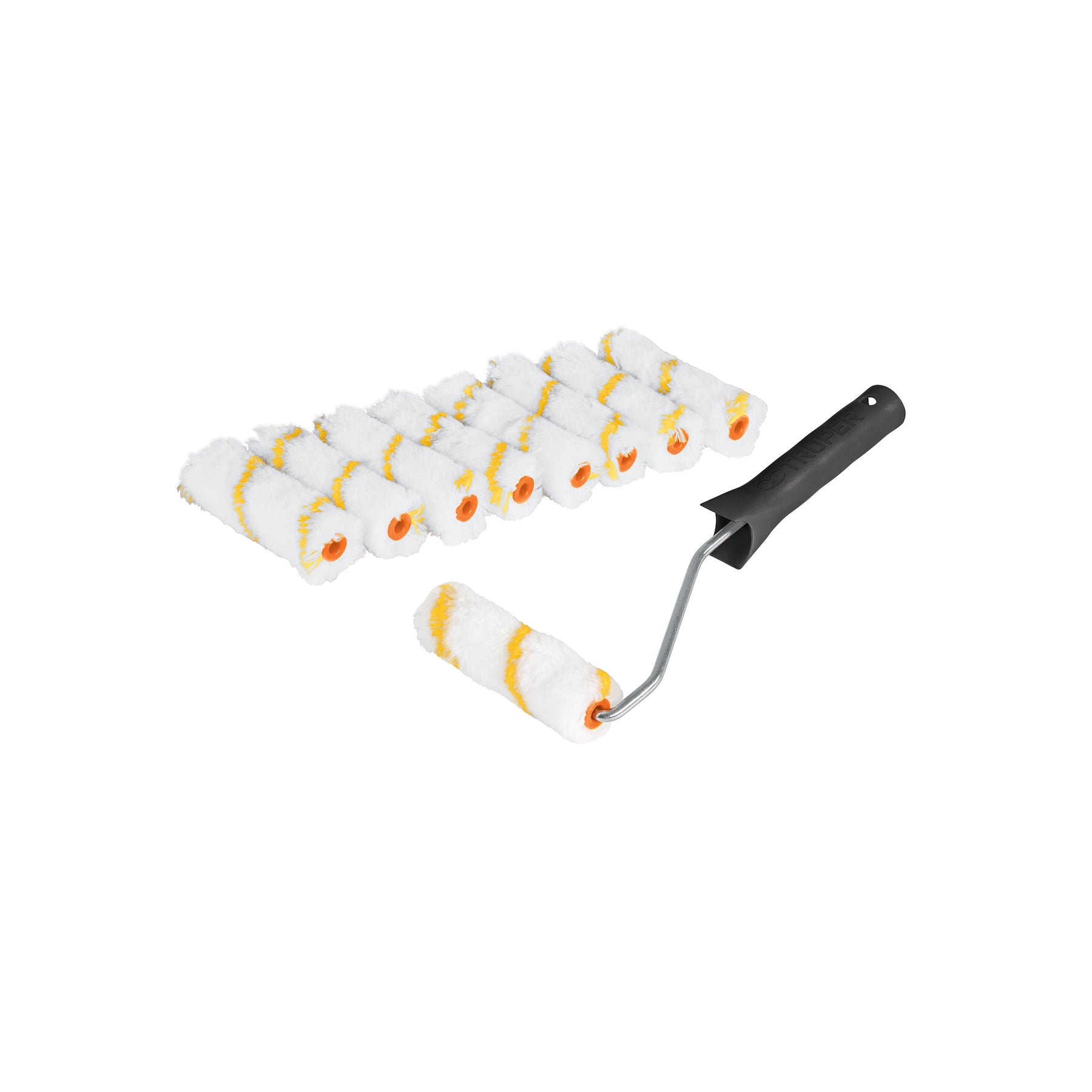 Kit de maneral y 9 mini rodillos de 4" de poliéster, TRUPER