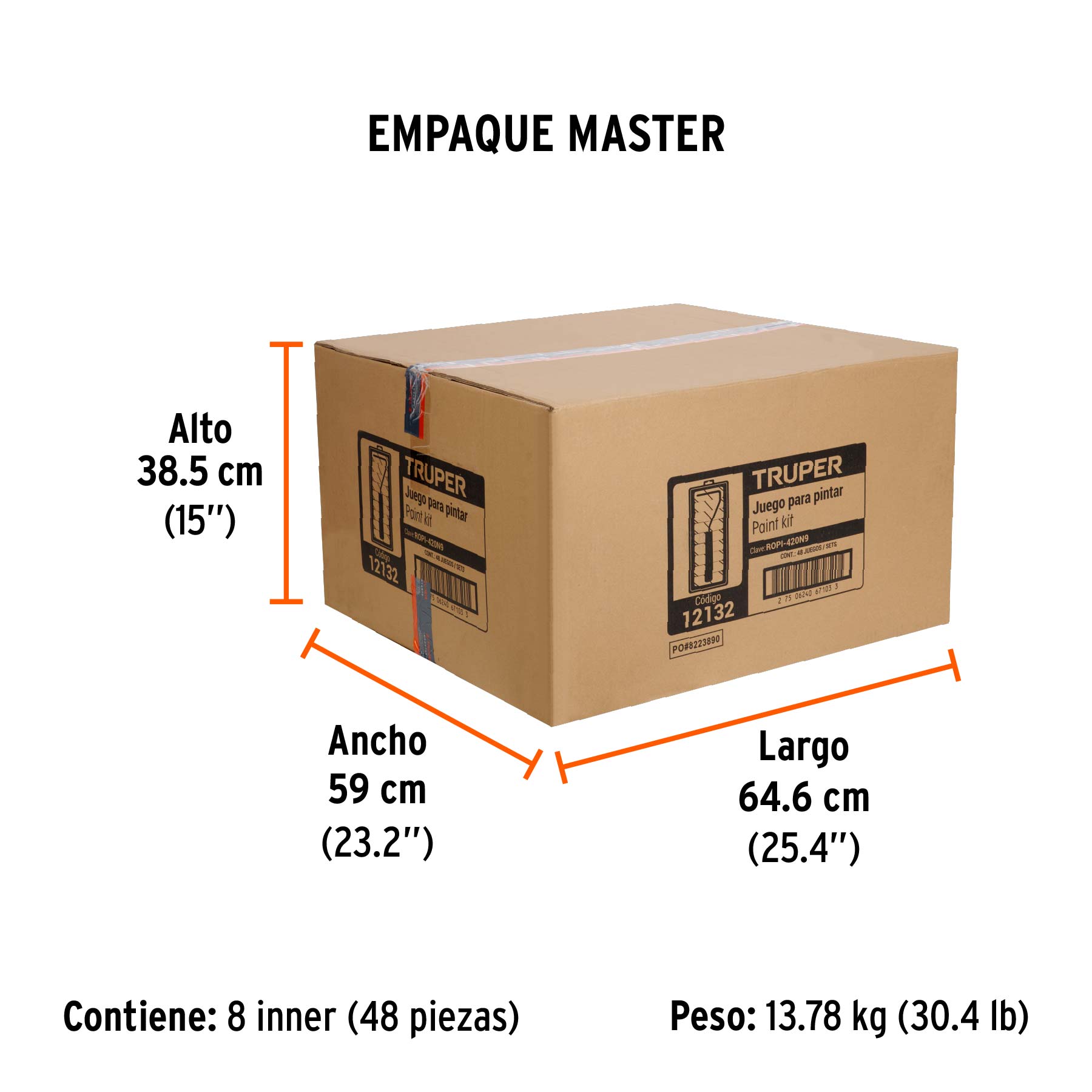 Kit de maneral y 9 mini rodillos de 4" de poliéster, TRUPER - Empaque