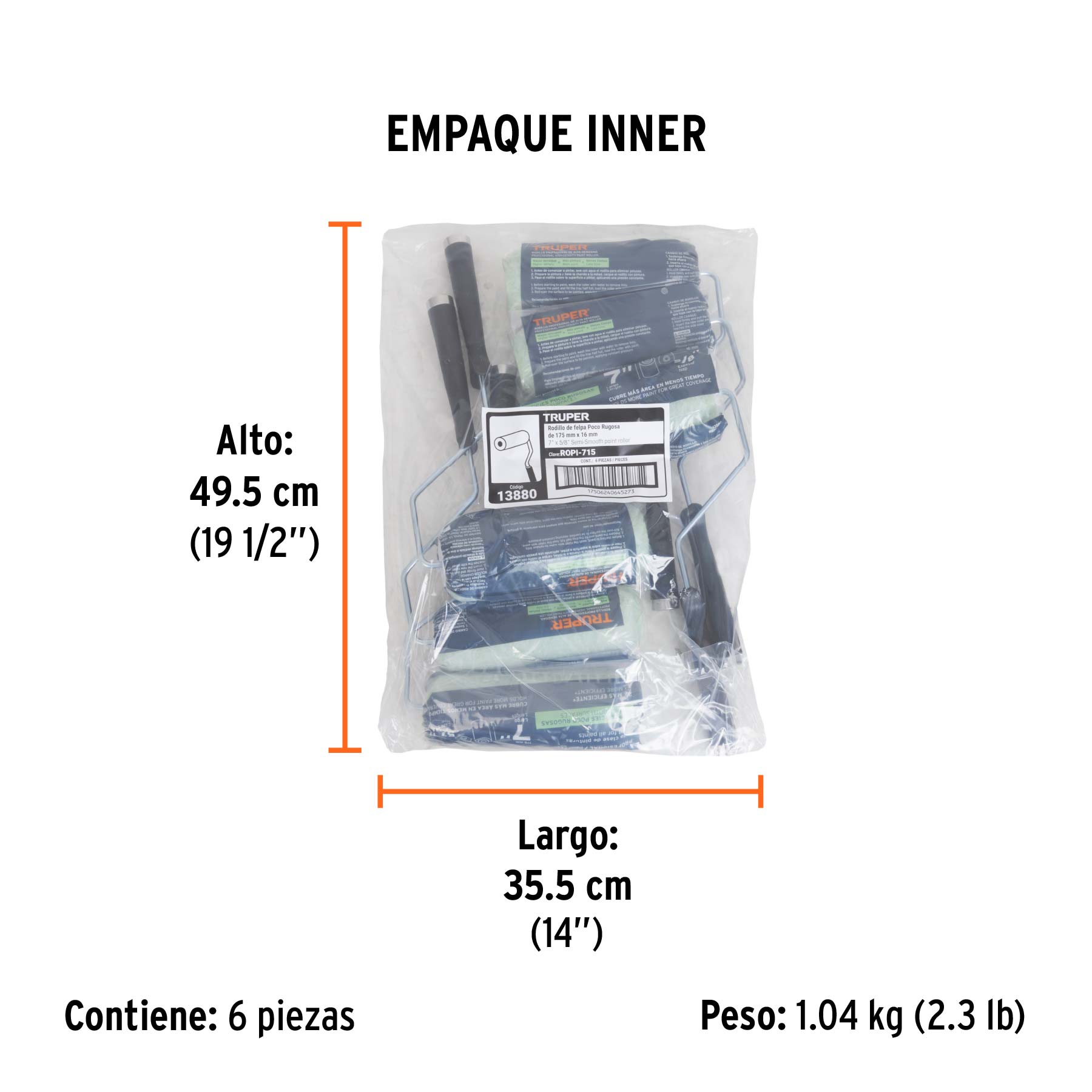 Rodillo para pintar 7 x 5/8" superficies poco rugosas - Empaque