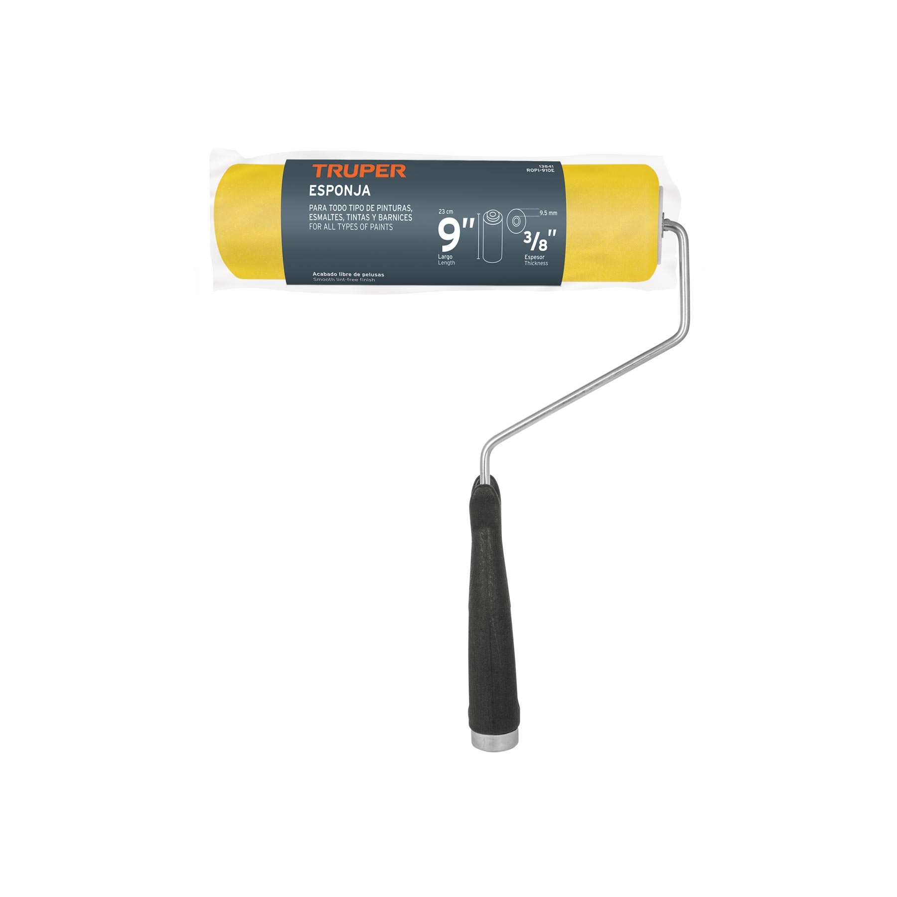 Rodillo para pintar 9 x 3/8" de esponja, superficies lisas