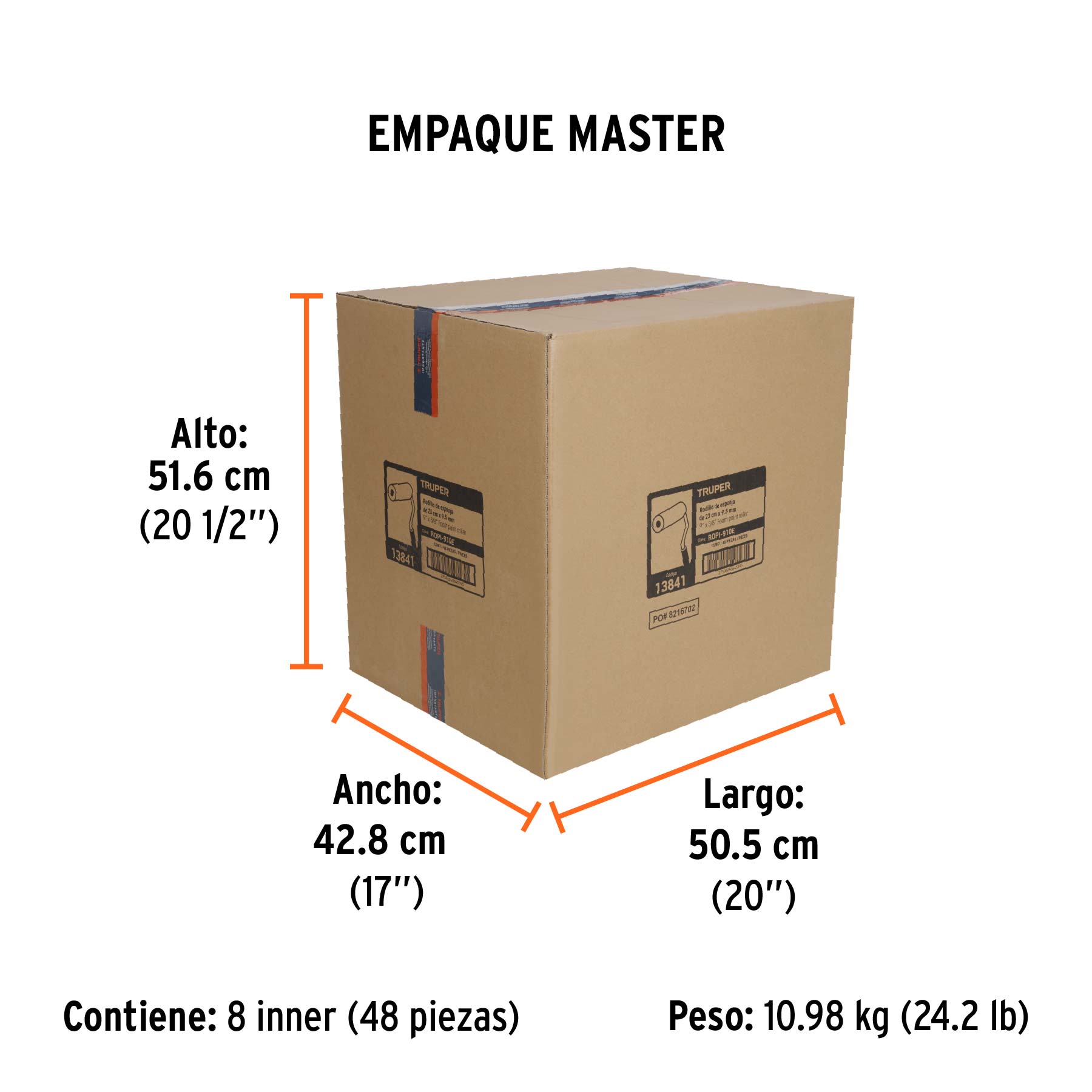 Rodillo para pintar 9 x 3/8" de esponja, superficies lisas - Empaque
