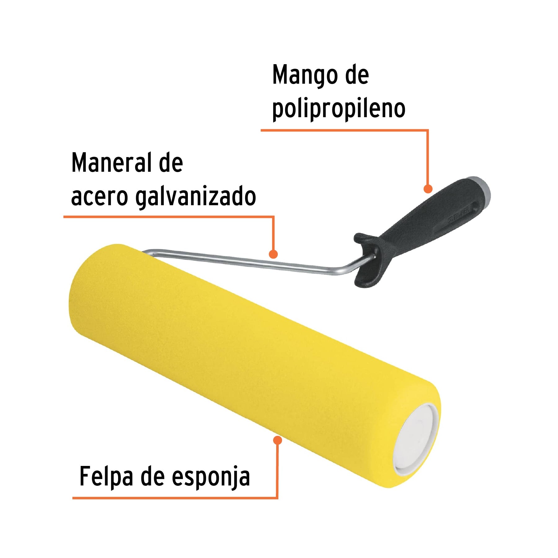 Rodillo para pintar 9 x 3/8" de esponja, superficies lisas