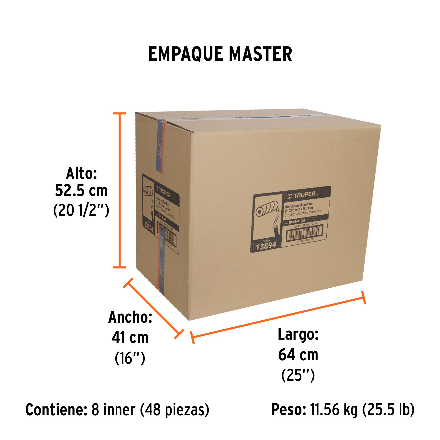 Rodillo para pintar 9 x 3/8" microfibra, sup. poco rugosas - Empaque