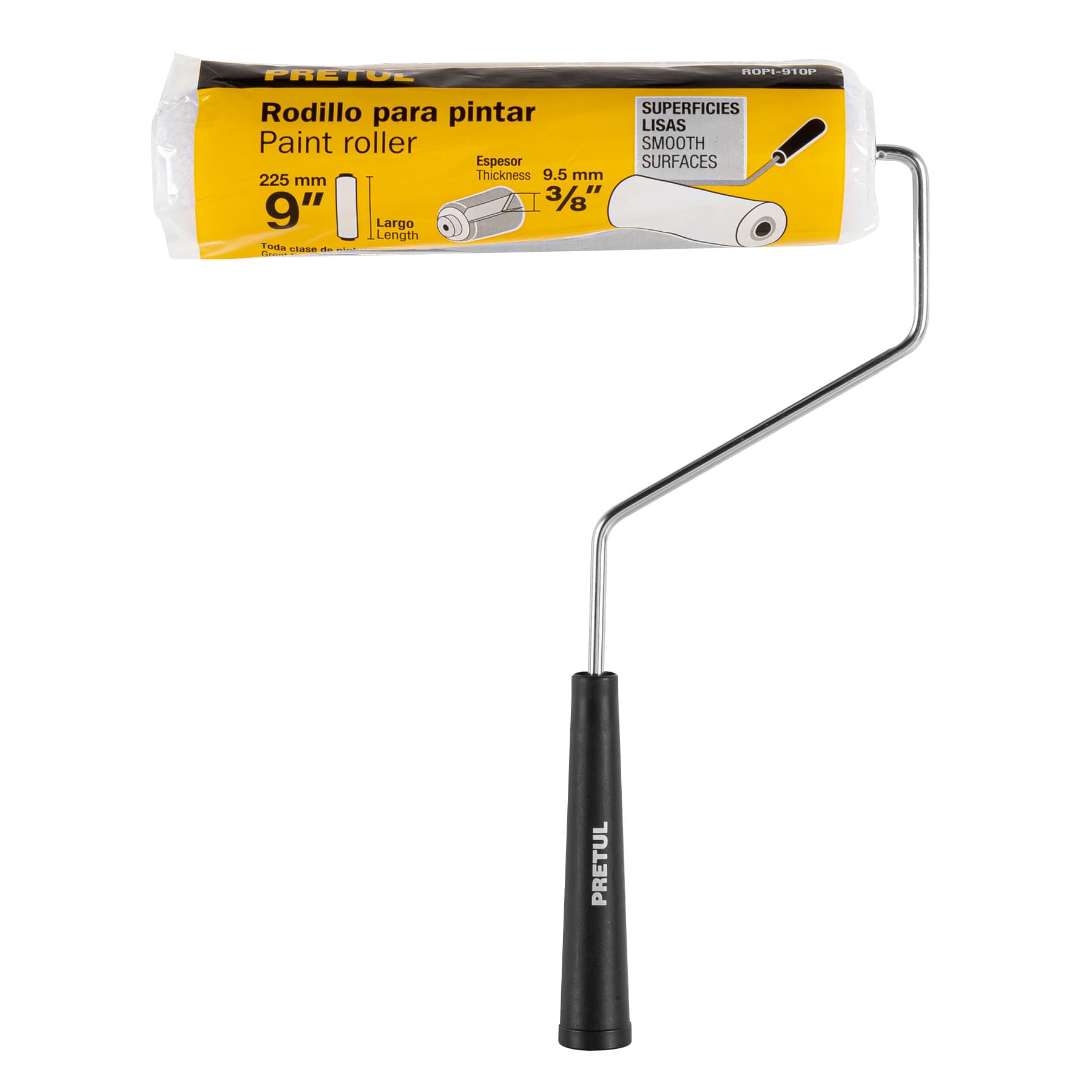 Rodillo para pintar 9 x 3/8" superficies lisas, PRETUL