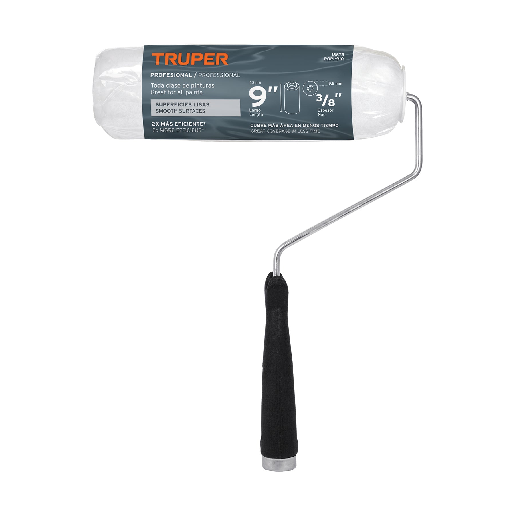 Rodillo para pintar 9 x 3/8" superficies lisas, TRUPER