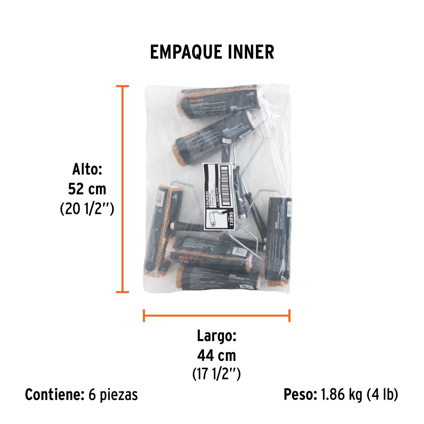 Rodillo para pintar 9 x 7/16" de PVC, acabados texturizados - Empaque