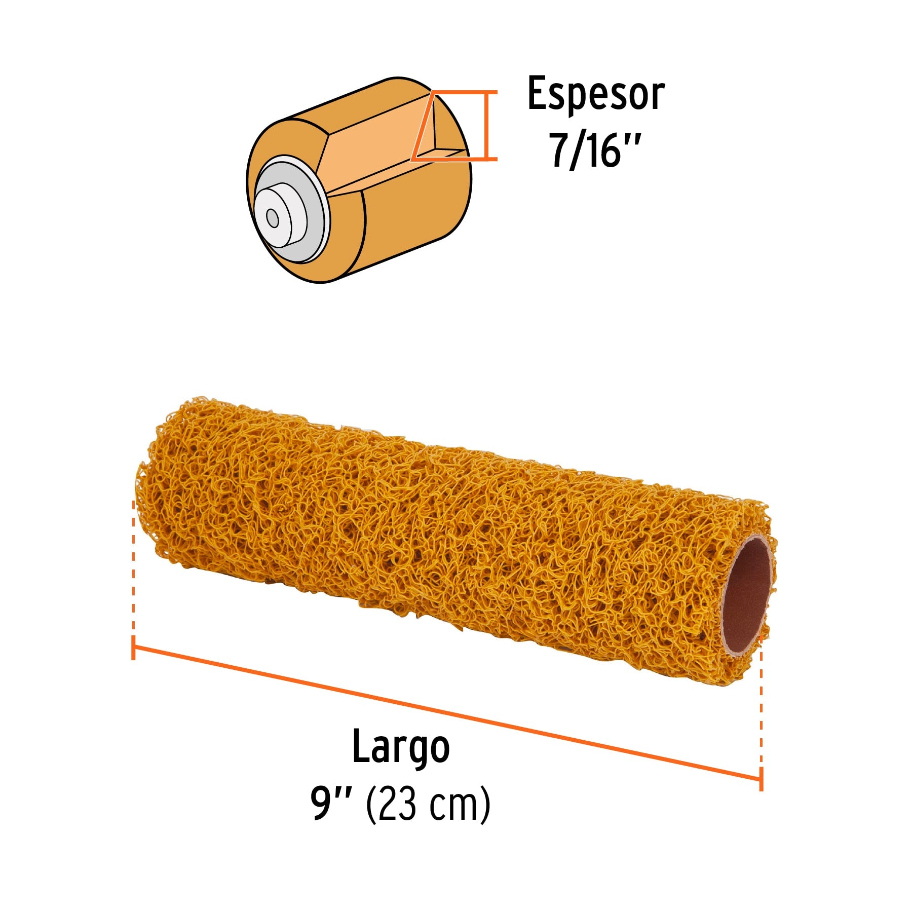 Rodillo para pintar 9 x 7/16" de PVC, acabados texturizados