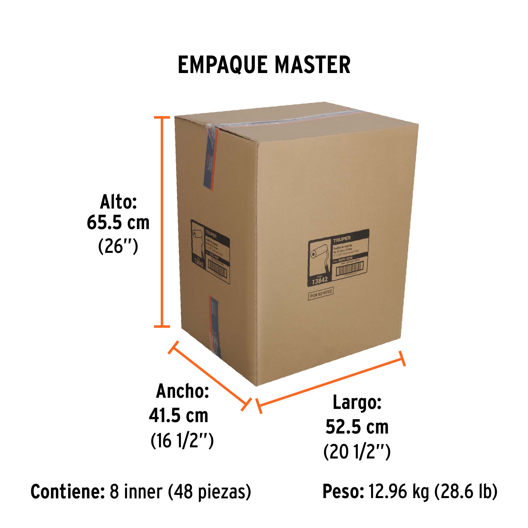 Rodillo para pintar 9 x 3/4" de esponja, superficies rugosas - Empaque