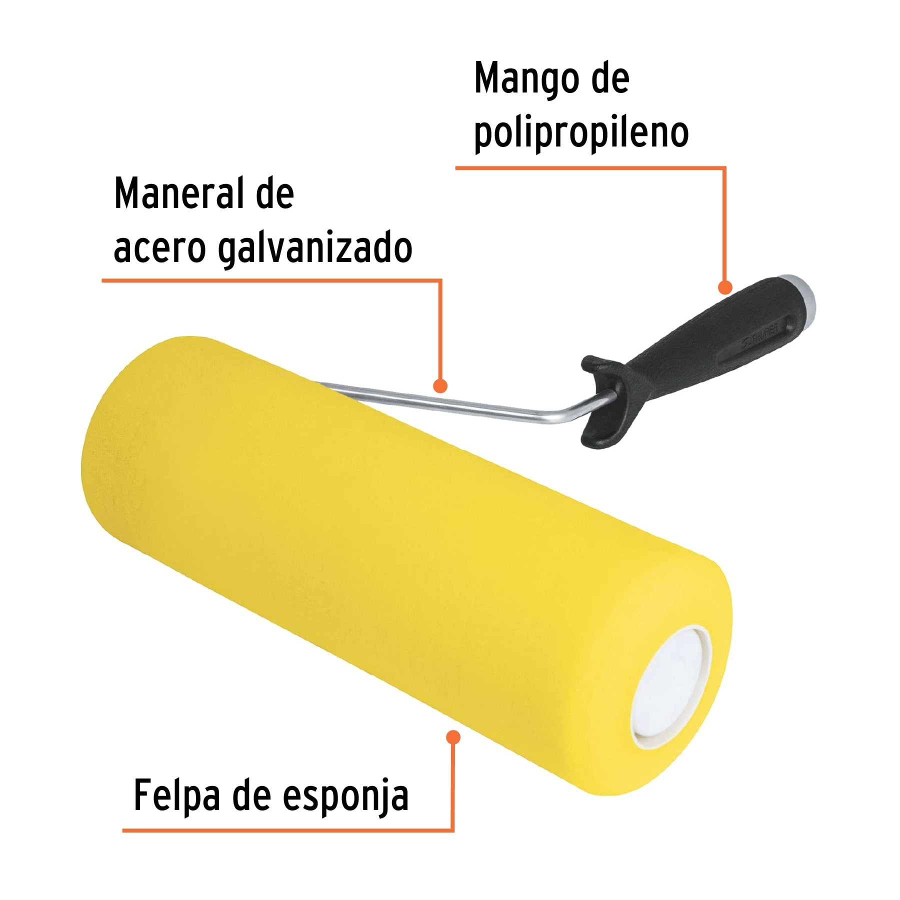 Rodillo para pintar 9 x 3/4" de esponja, superficies rugosas
