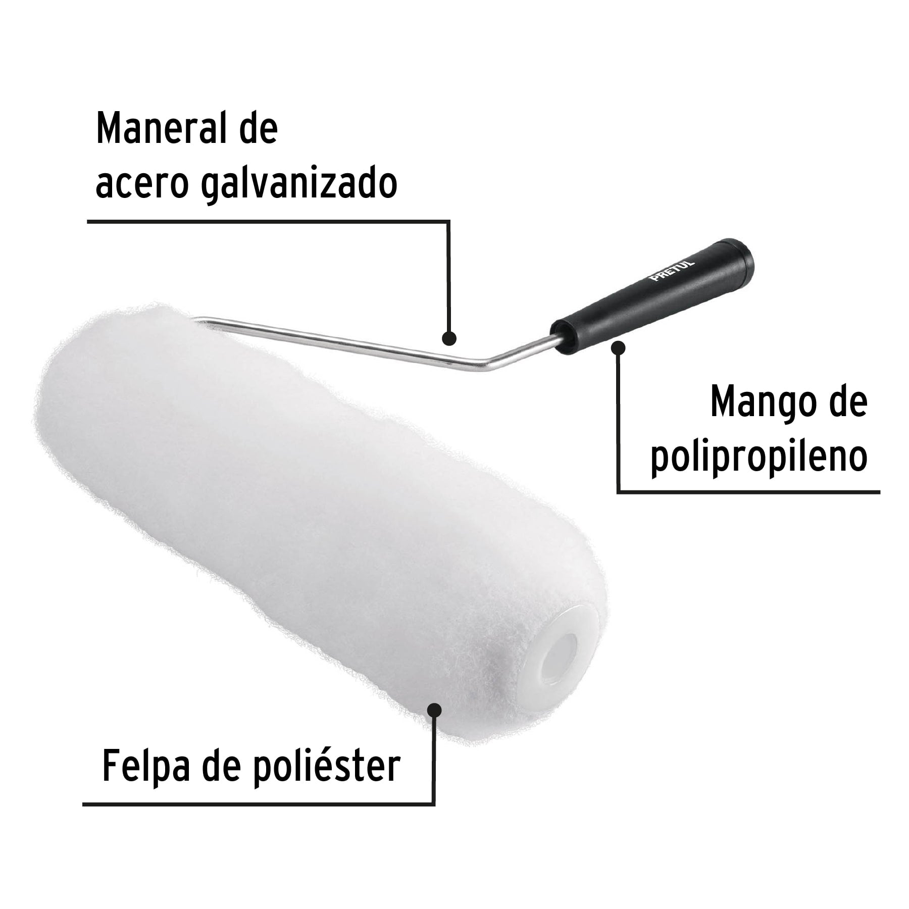Rodillo para pintar 9 x 3/4" superficies rugosas, PRETUL