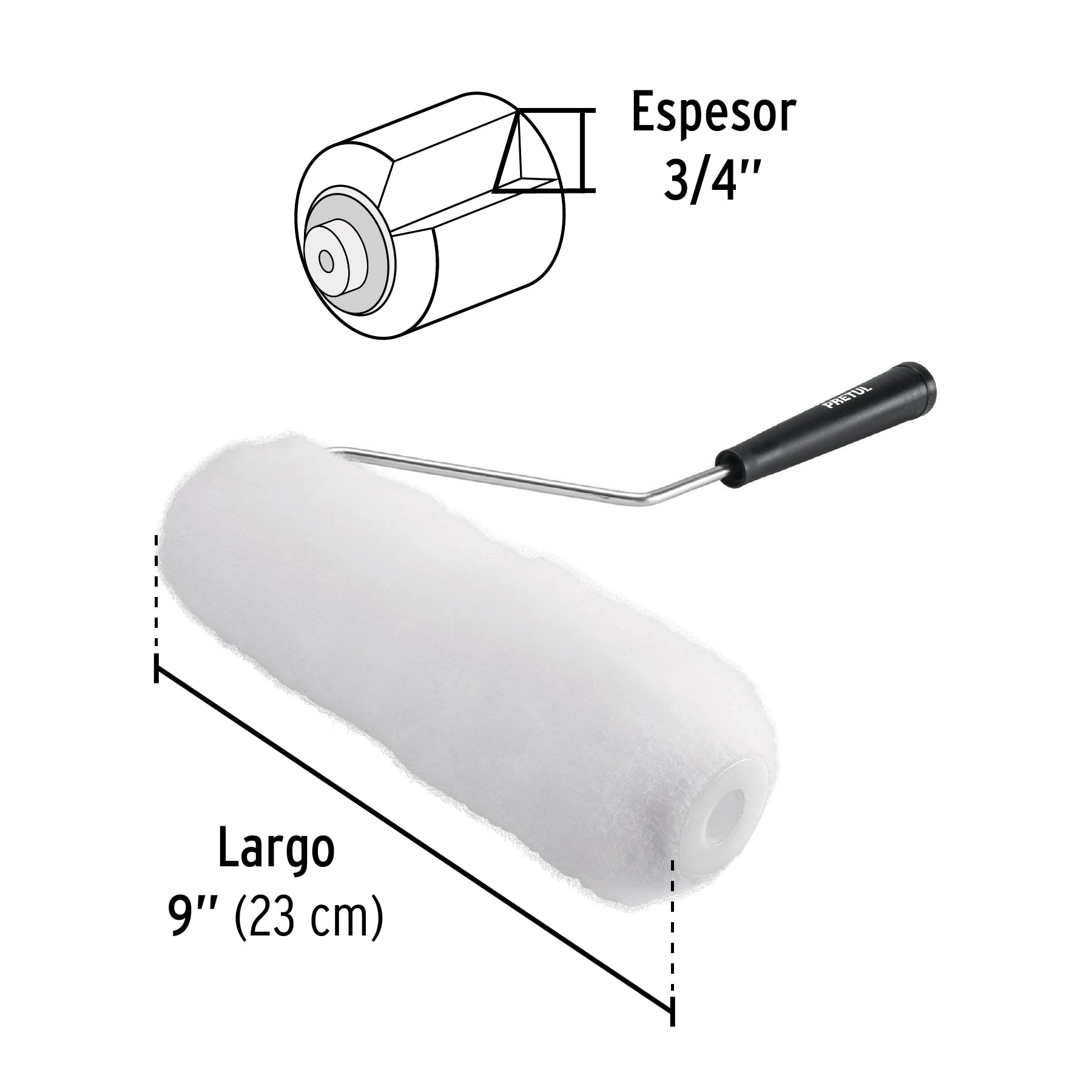 Rodillo para pintar 9 x 3/4" superficies rugosas, PRETUL