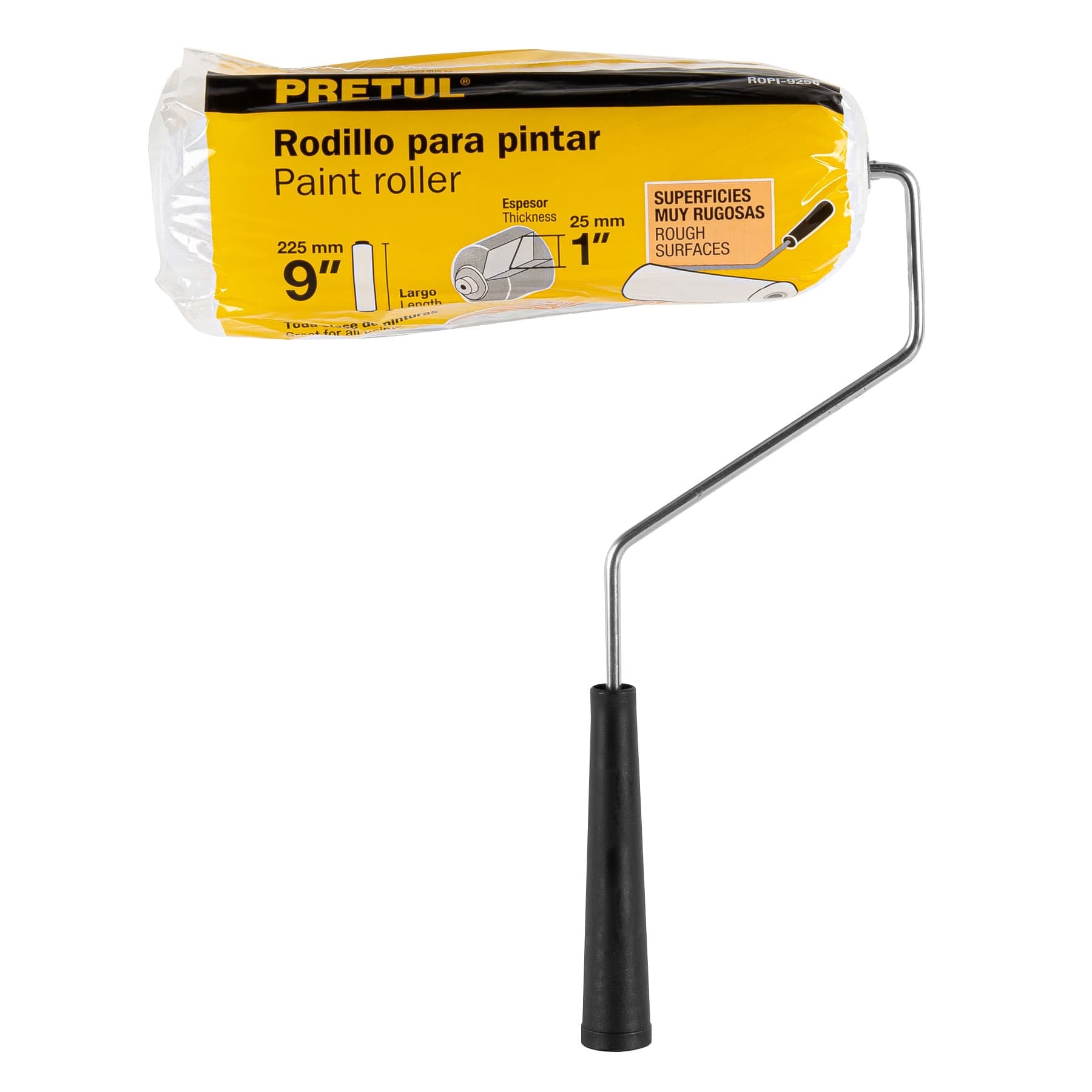 Rodillo para pintar 9 x 1" superficies muy rugosas, PRETUL