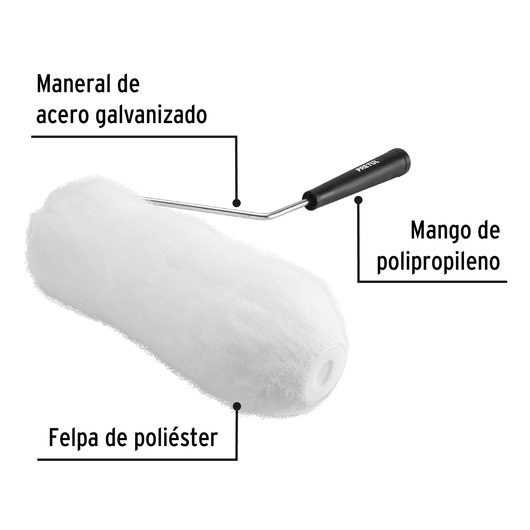 Rodillo para pintar 9 x 1" superficies muy rugosas, PRETUL
