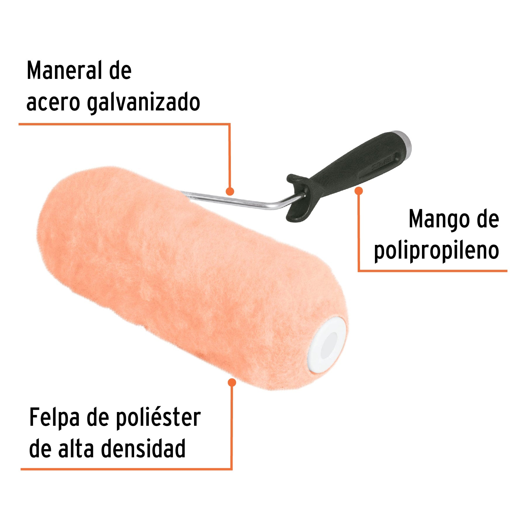 Rodillo para pintar 9 x 1" superficies muy rugosas, TRUPER