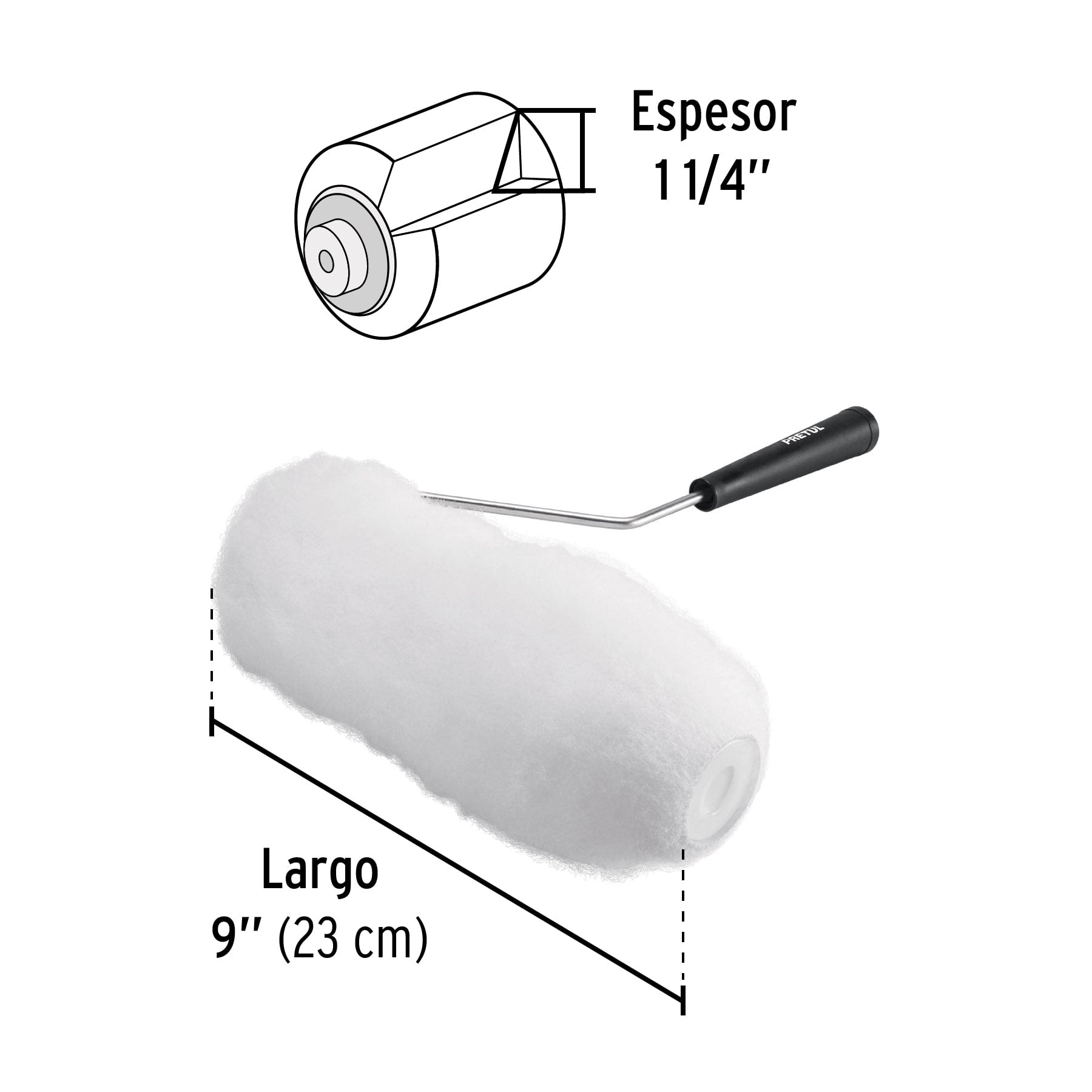 Rodillo para pintar 9x1-1/4"superficies extra rugosas,PRETUL