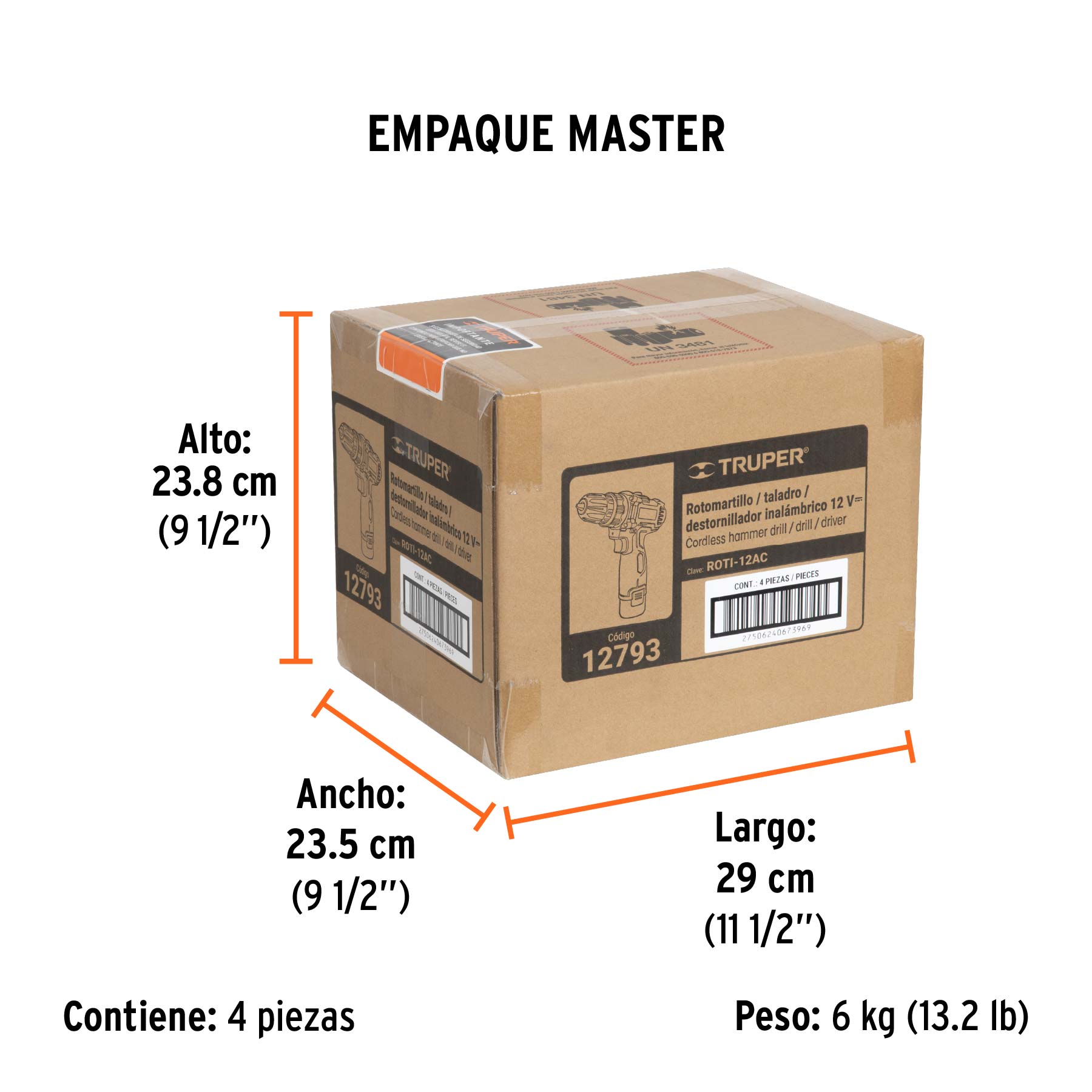 Rotomartillo/destornillador compacto 3/8", 12V, 1 bat 2Ah - Empaque