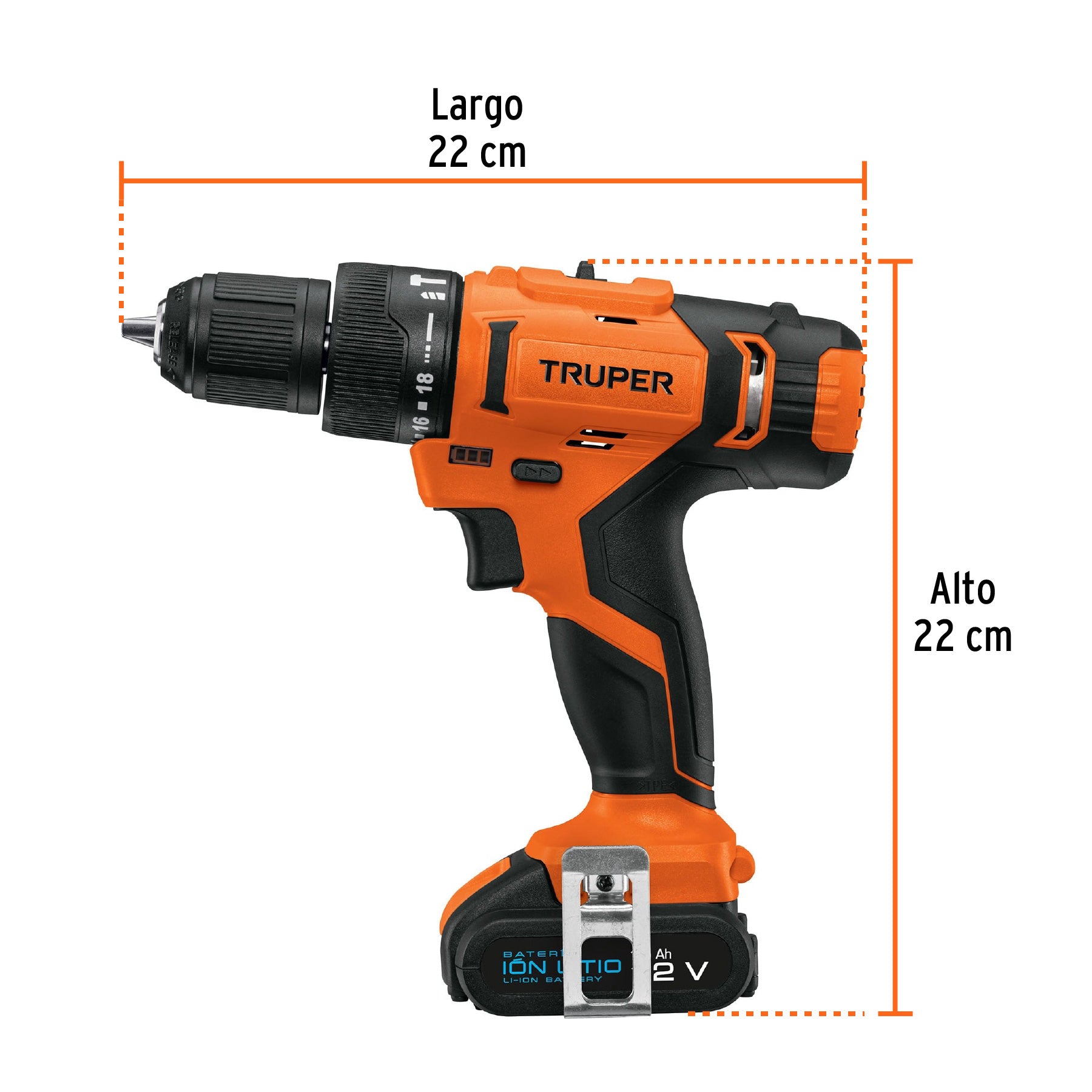 Rotomartillo/destornillador 3/8", 12V, 1 bat 2 Ah, PRO
