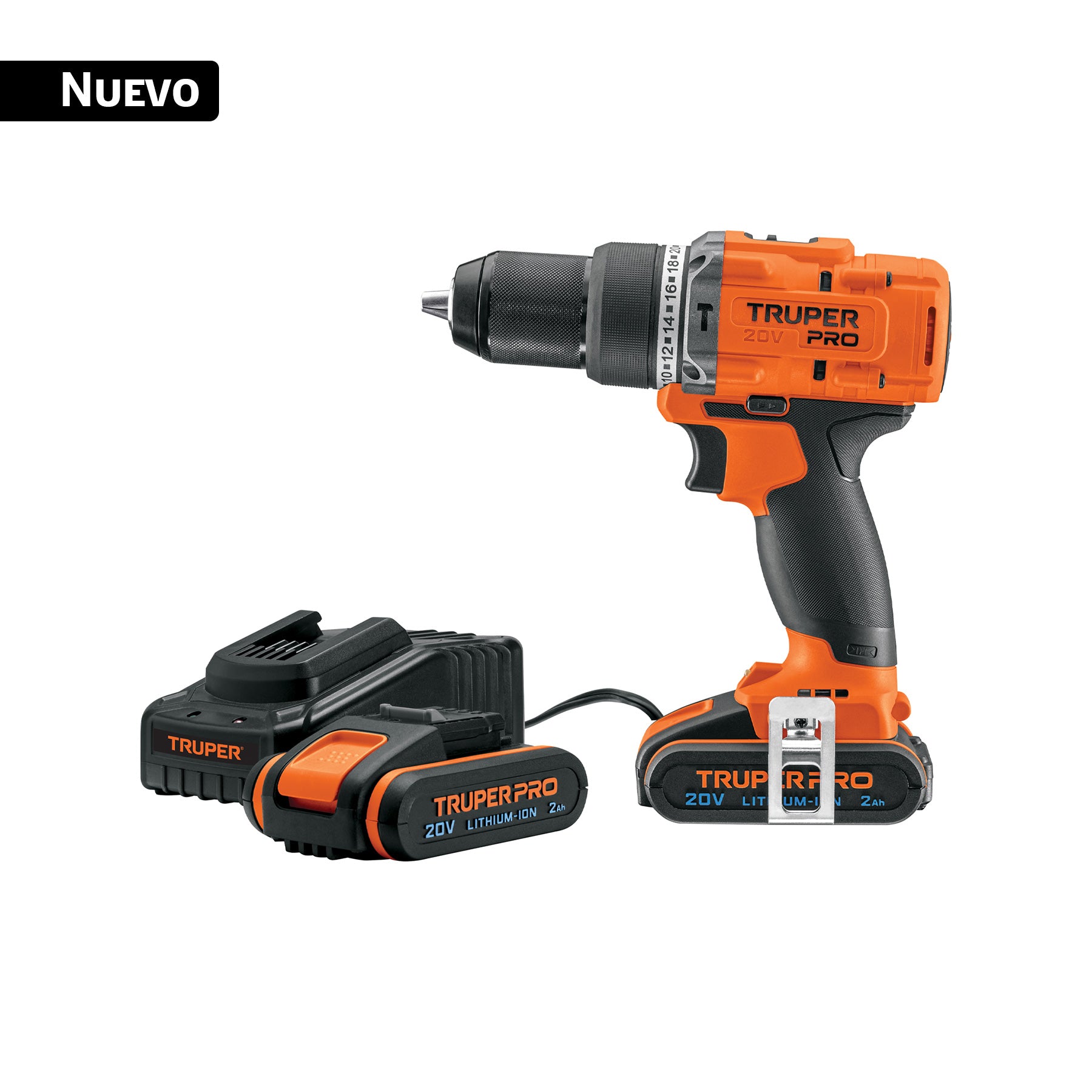 Rotomartillo/destornillador 1/2", 20V, 2 baterías 2Ah, PRO