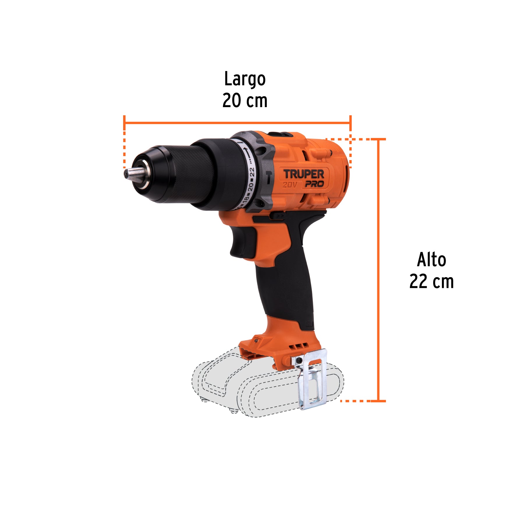 Rotomartillo/destornillador 1/2", 20V, sin accesorios, PRO
