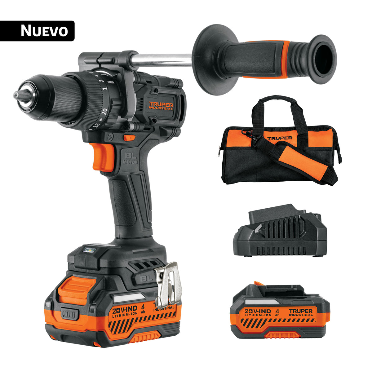 Rotomartillo/destornillador 1/2", 20V, 150Nm, 2 baterías 4Ah
