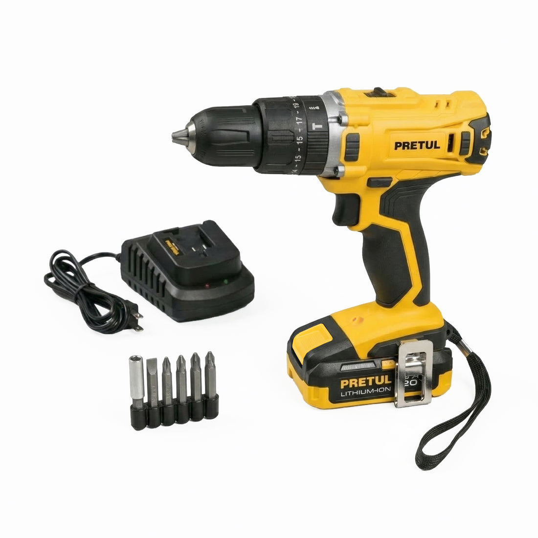 Rotomartillo/destornillador 1/2", 20V, 1 batería 2Ah, PRETUL