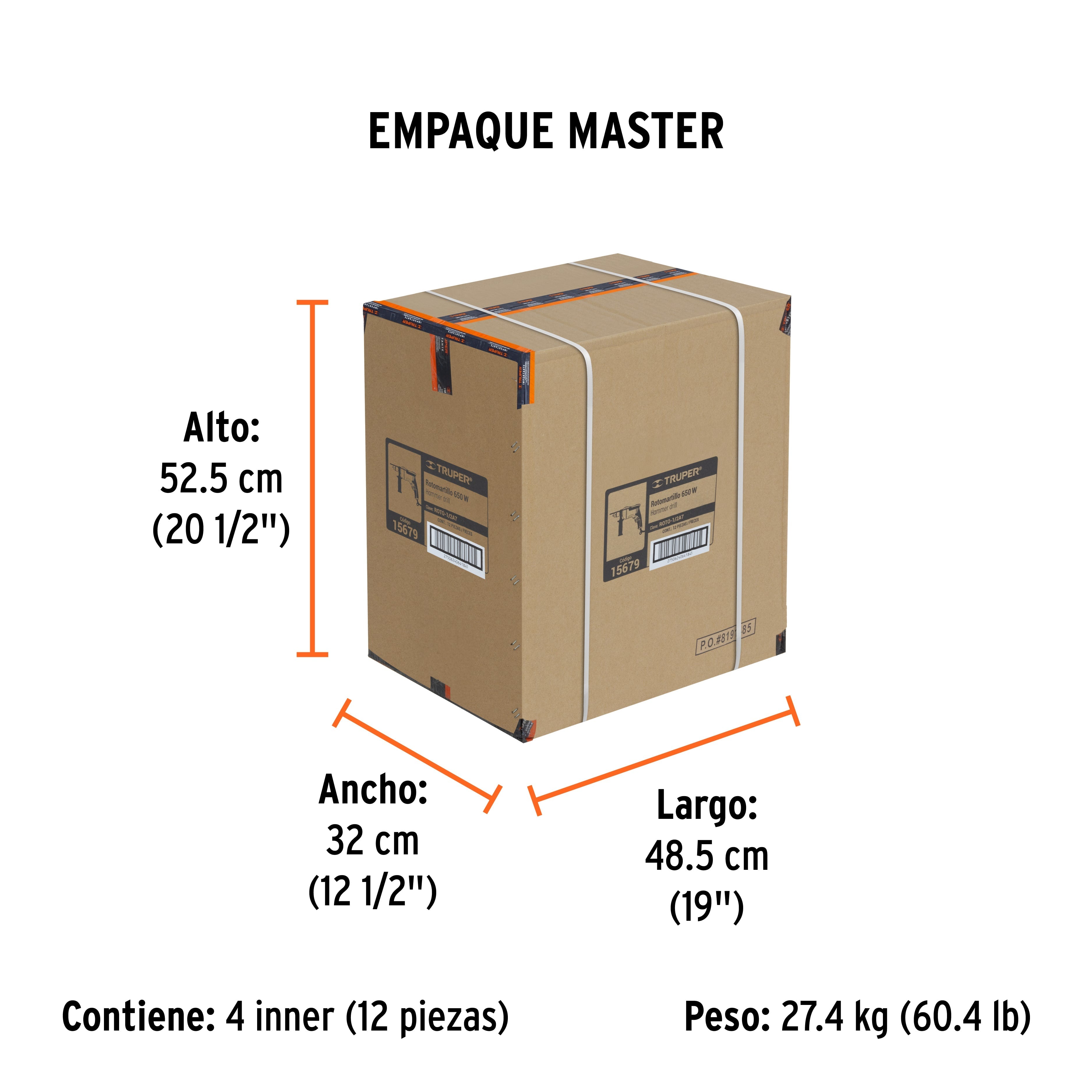 Rotomartillo/destornillador 1/2", 650W, TRUPER PRO - Empaque