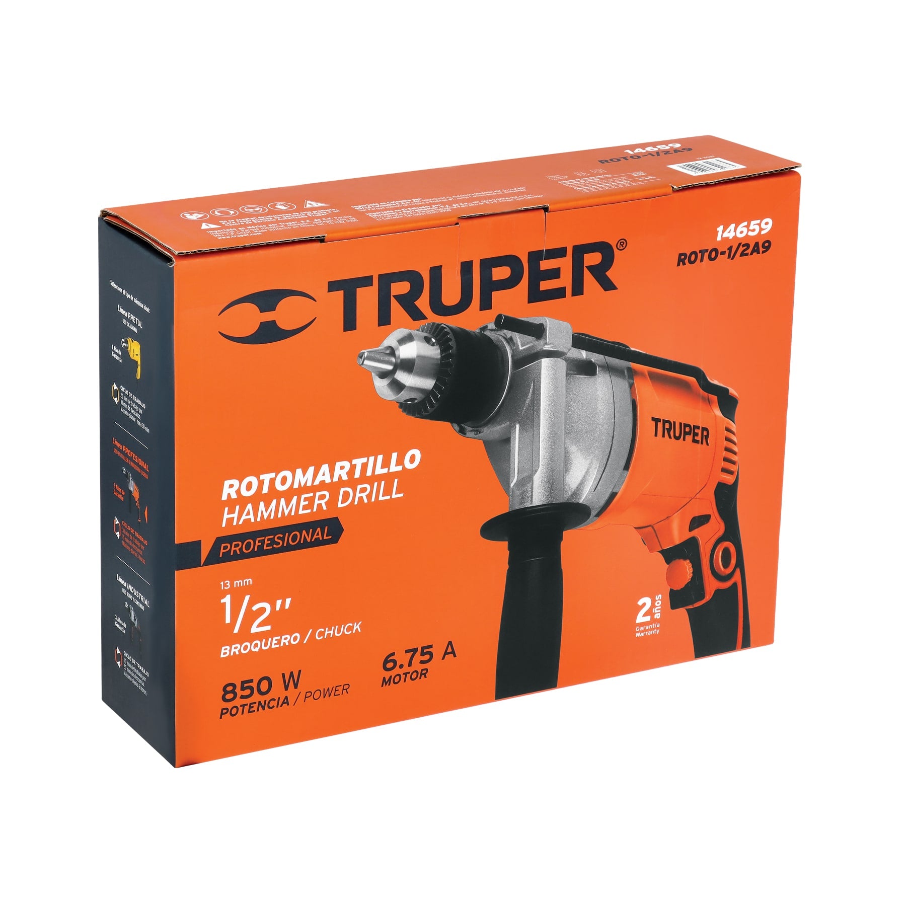Rotomartillo/destornillador 1/2", 850W, TRUPER PRO