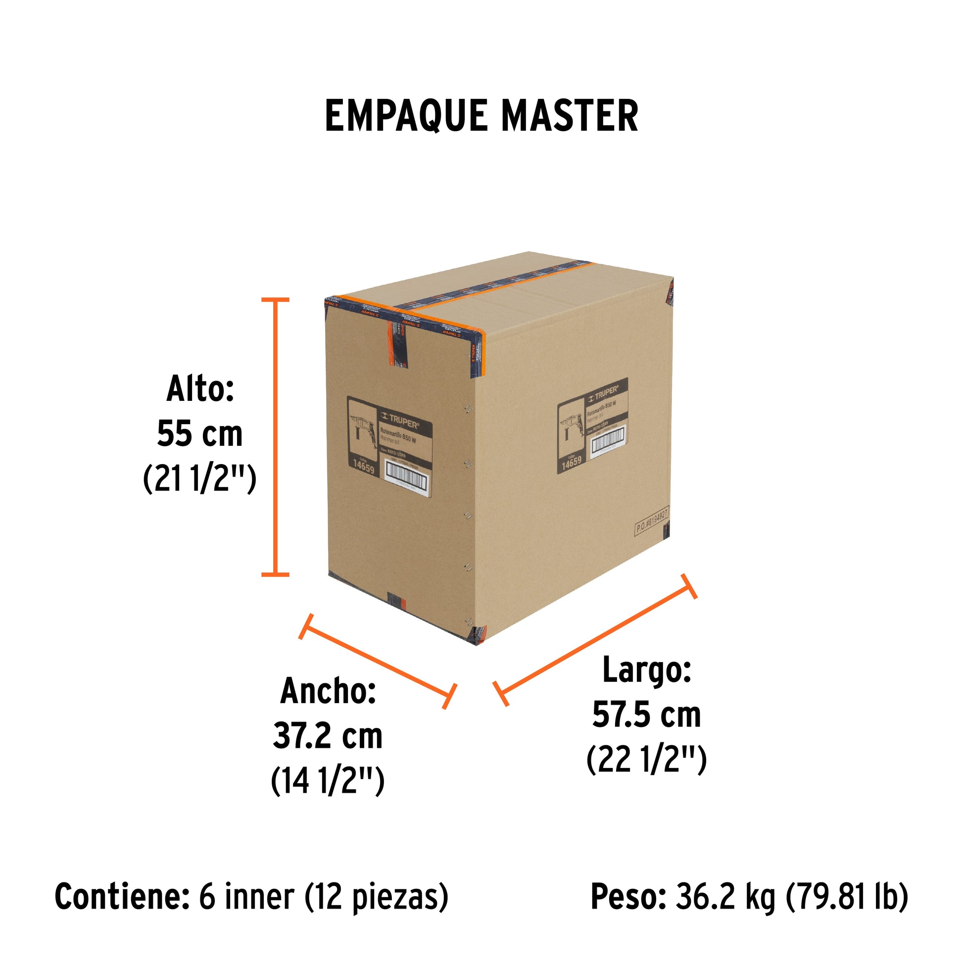 Rotomartillo/destornillador 1/2", 850W, TRUPER PRO - Empaque