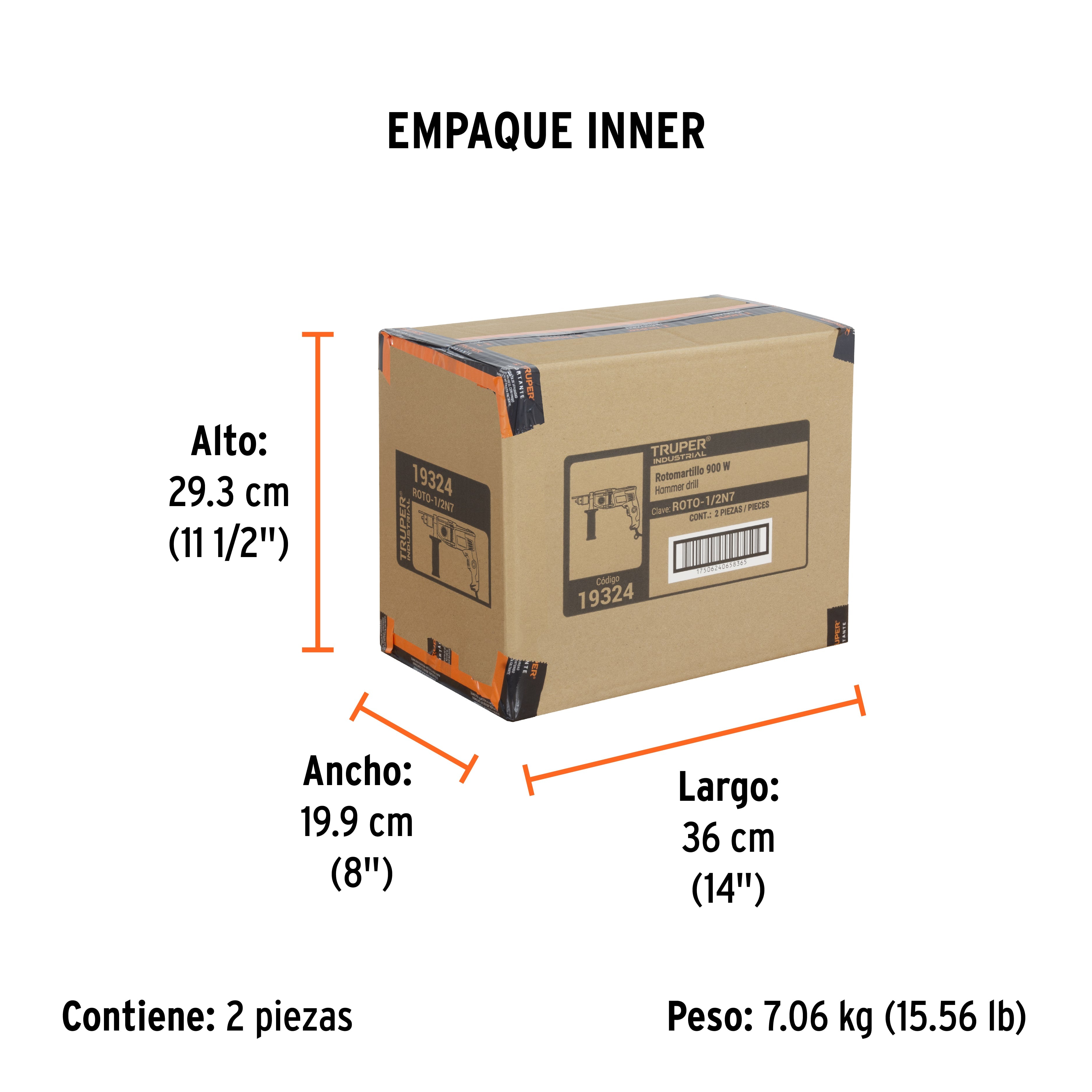 Rotomartillo/destornillador 1/2", 900W, TRUPER INDUSTRIAL - Empaque