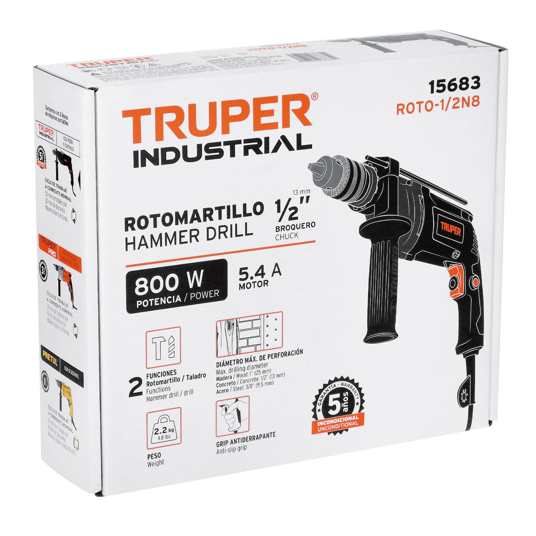 Rotomartillo 1/2", 800W, TRUPER INDUSTRIAL