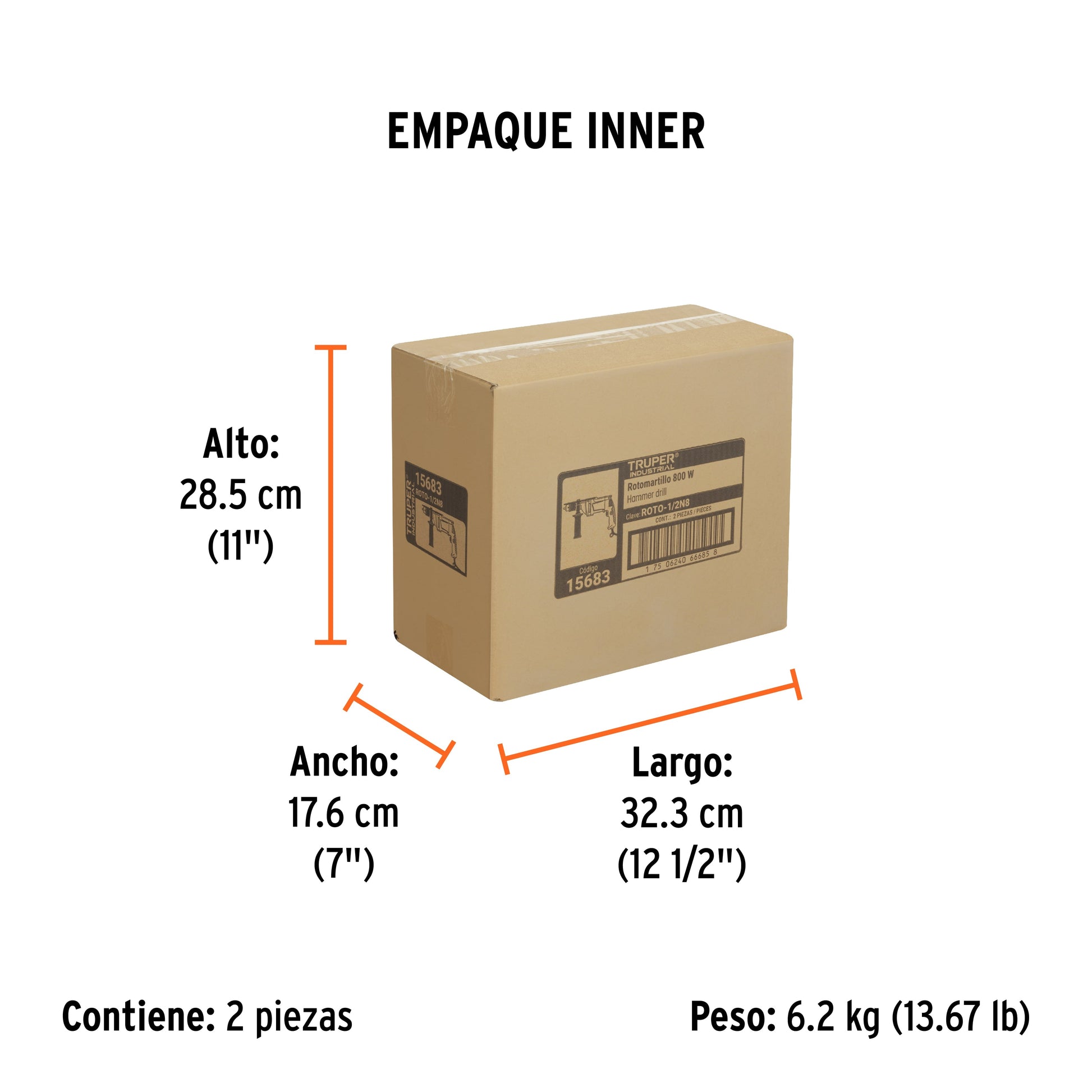 Rotomartillo 1/2", 800W, TRUPER INDUSTRIAL - Empaque