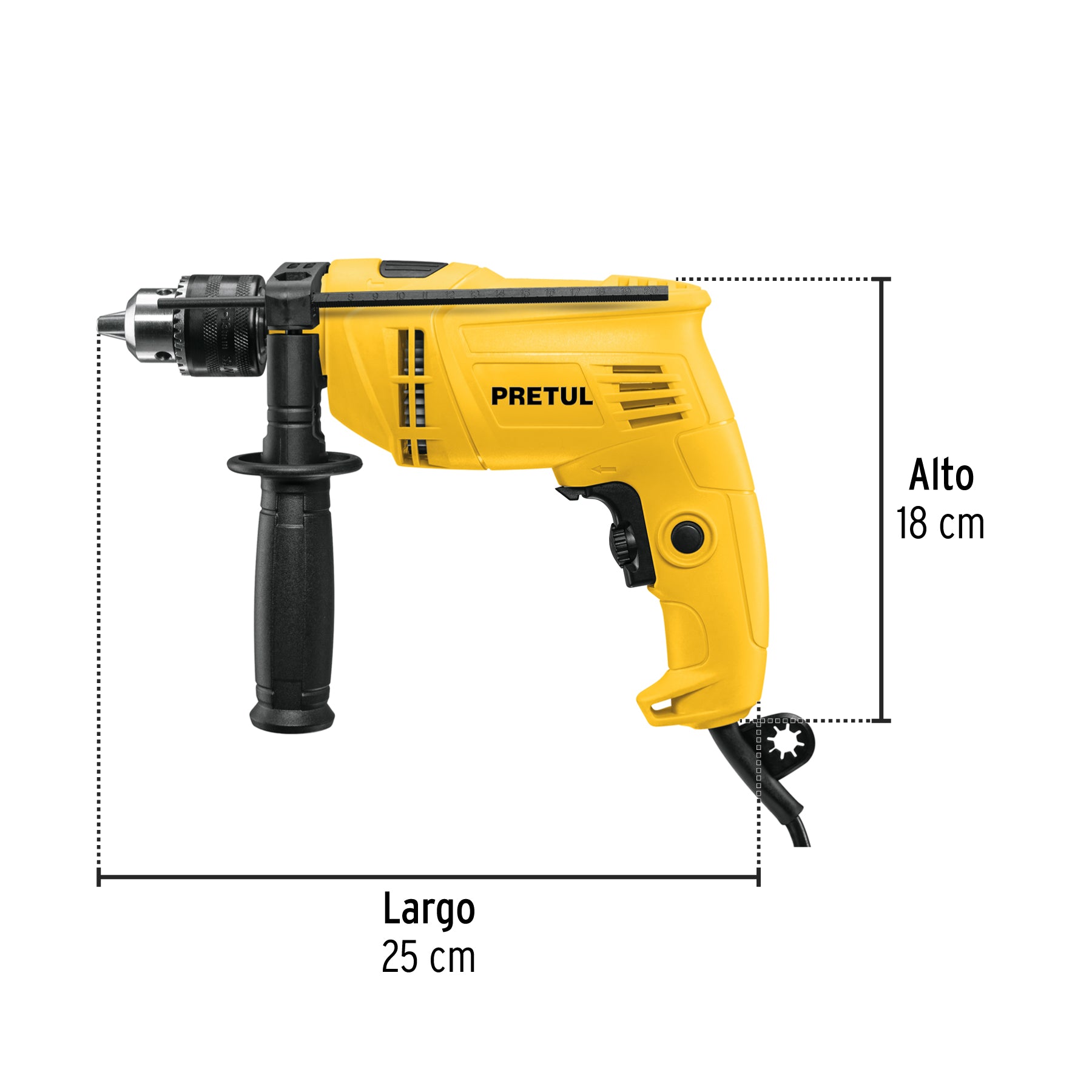 Rotomartillo/destornillador 1/2", 550W, PRETUL