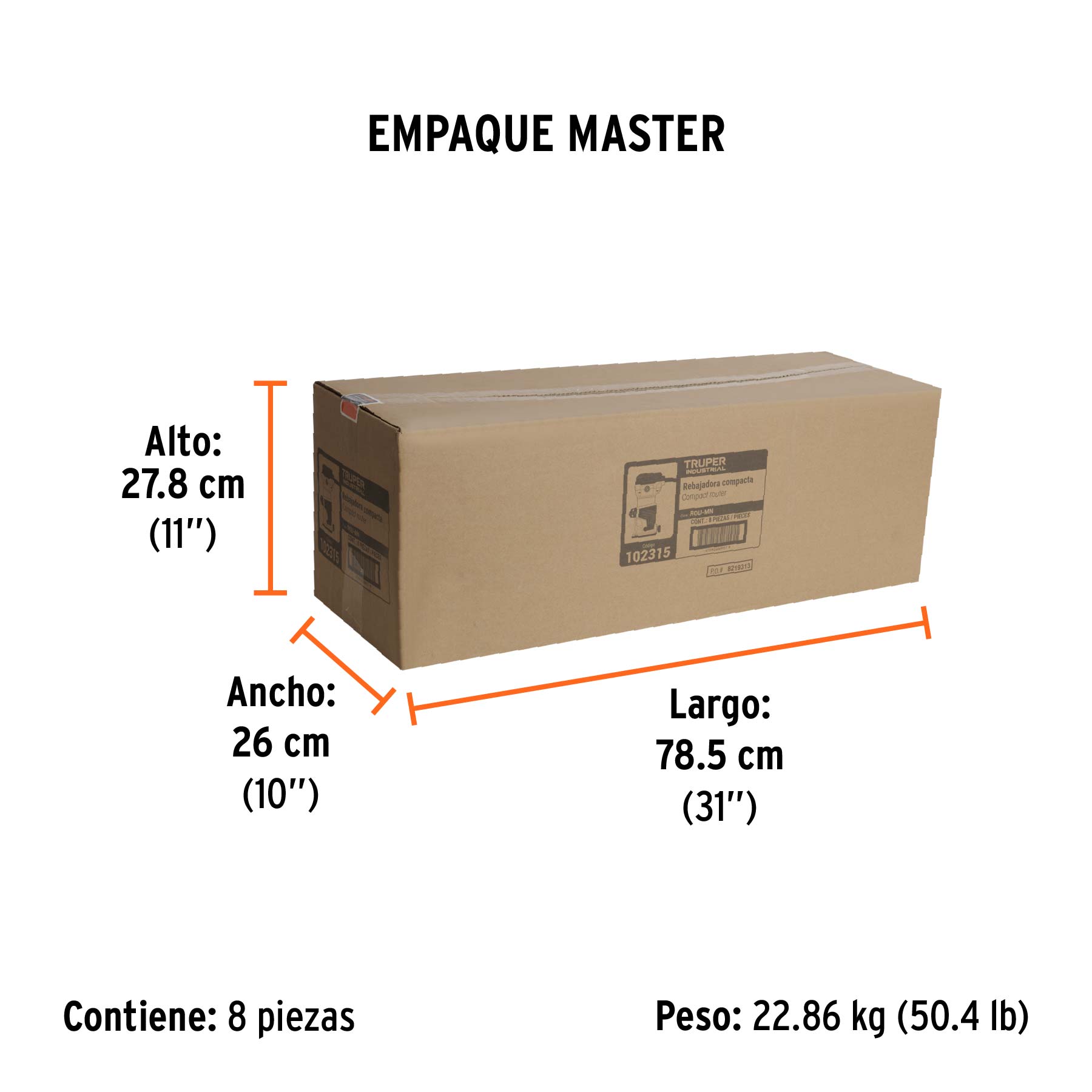 Router (Rebajadora) compacto 710W, 3/4 HP, TRUPER INDUSTRIAL - Empaque