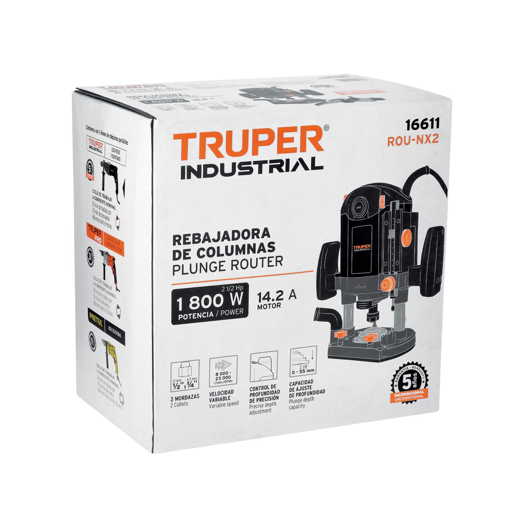 Router (Rebajadora) 1800W, 2-1/2 HP, TRUPER INDUSTRIAL